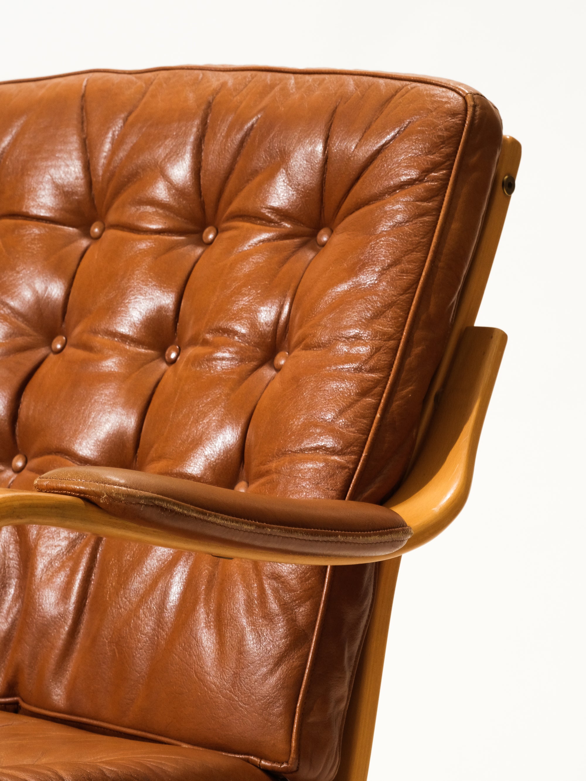 Cognac Leather Armchair, Göte Möbler, Nässjö, 1970s