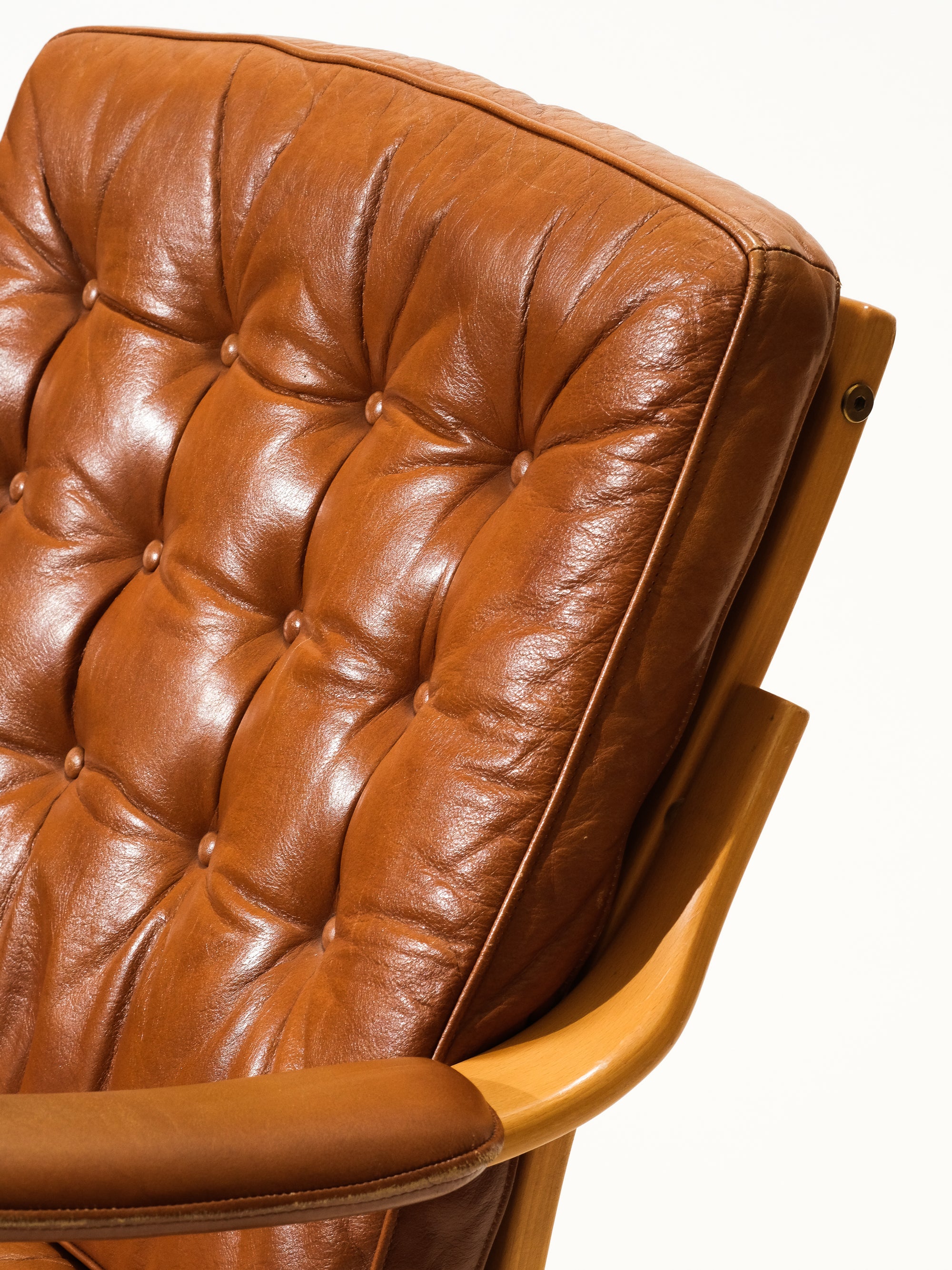 Cognac Leather Armchair, Göte Möbler, Nässjö, 1970s