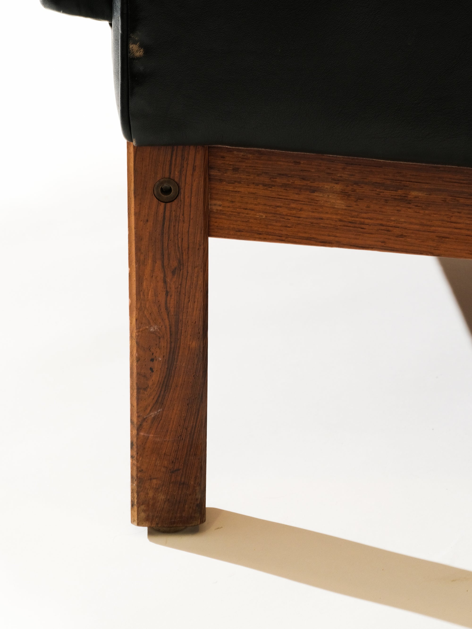 Scandinavian Black Leather Highback Lounge Chair, 1960s