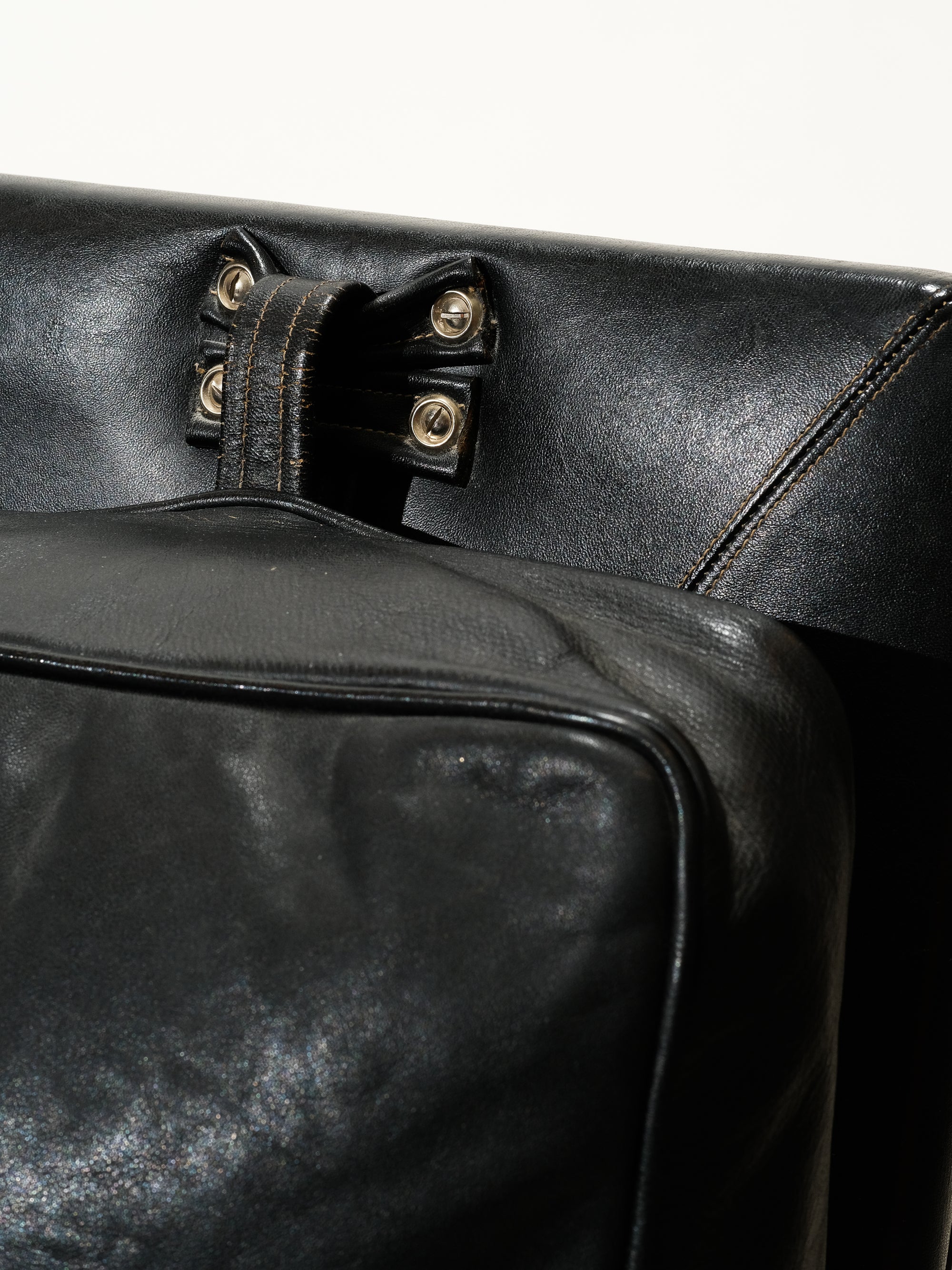 Scandinavian Black Leather Highback Lounge Chair, 1960s