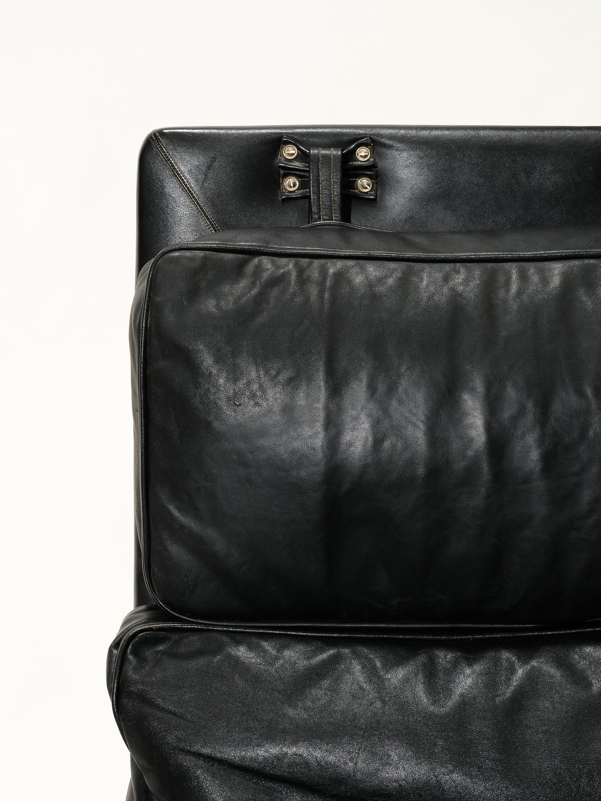 Scandinavian Black Leather Highback Lounge Chair, 1960s