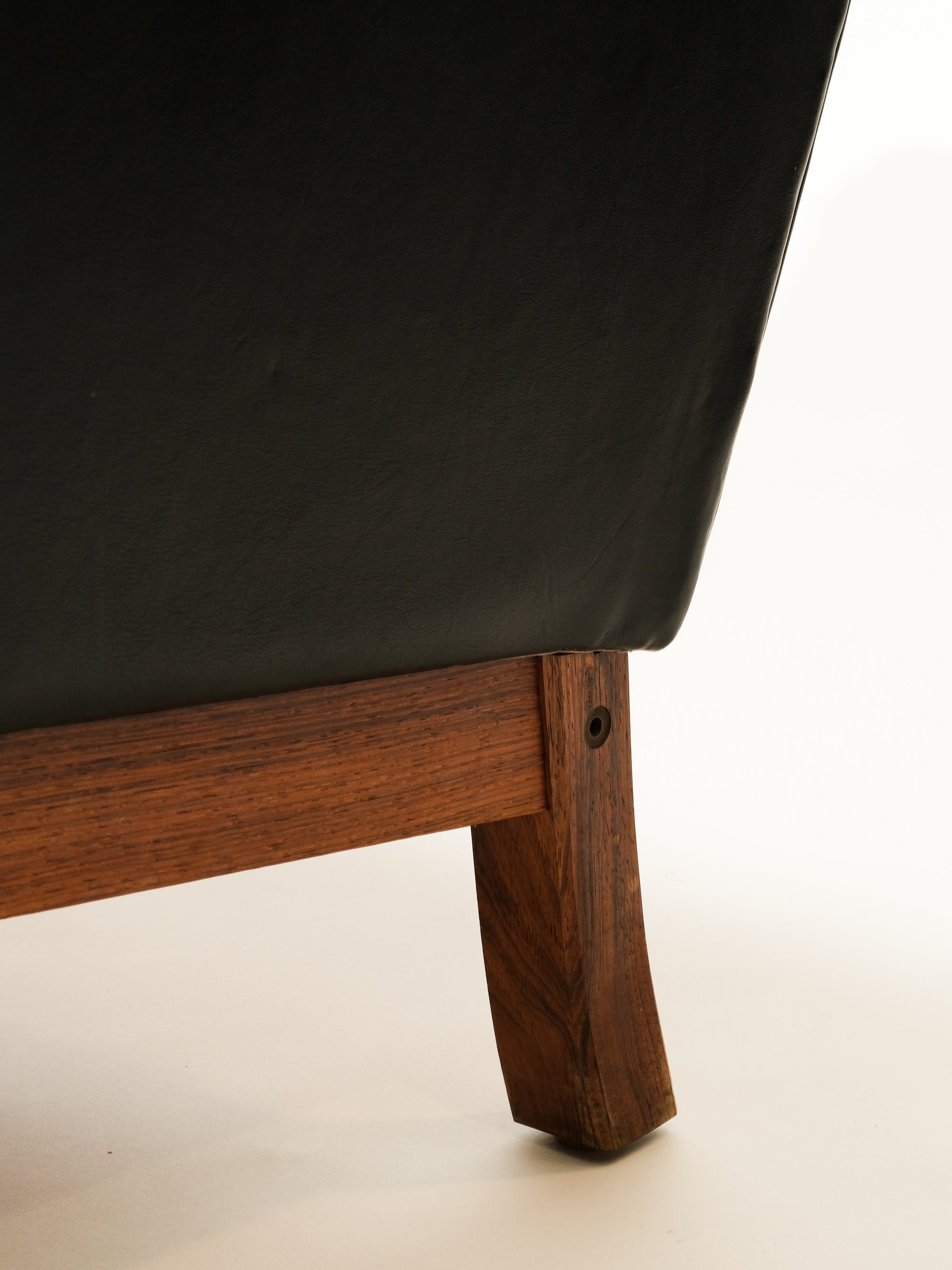 Scandinavian Black Leather Highback Lounge Chair, 1960s