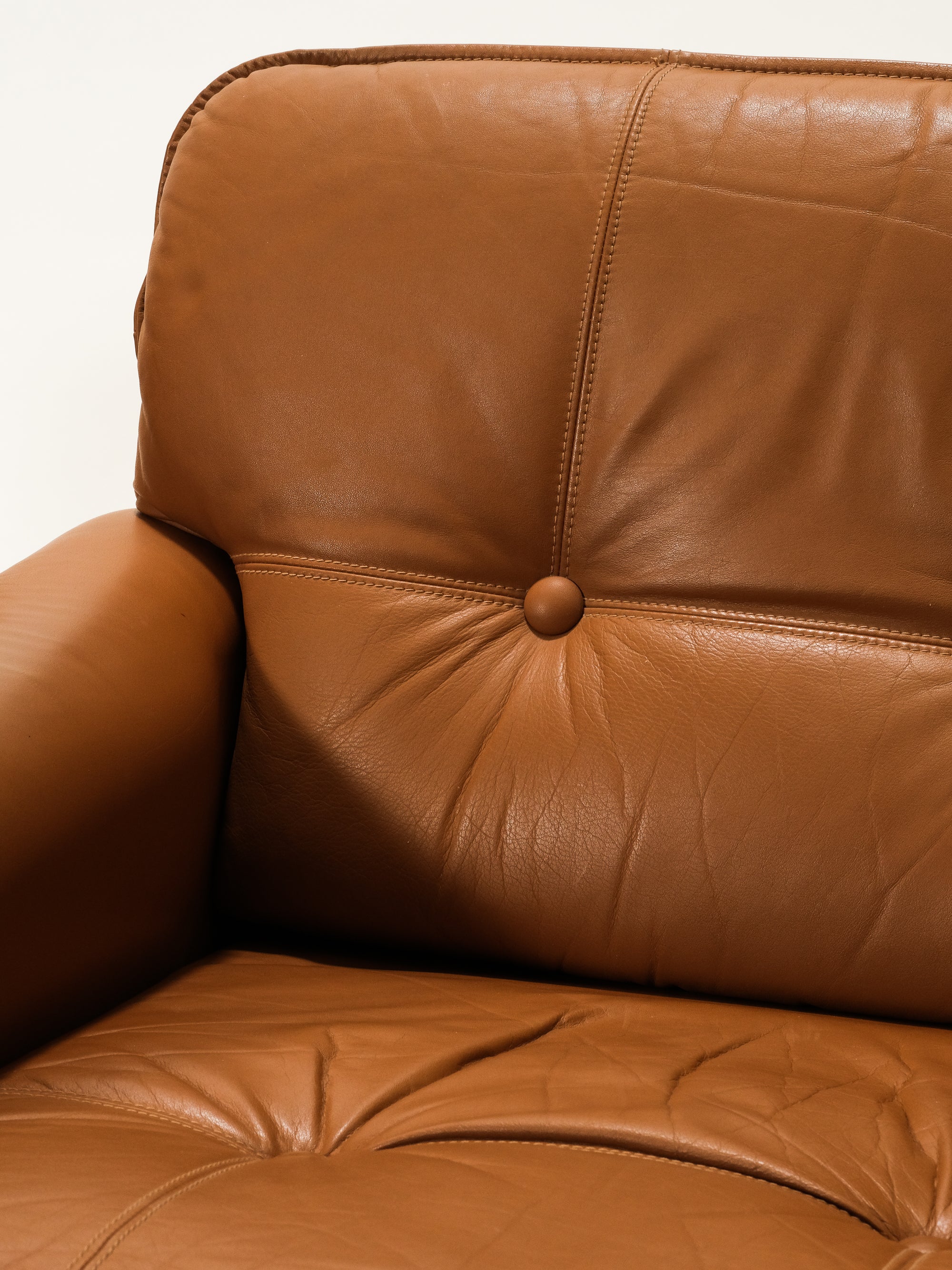 Cognac Leather and Pine Lounge Chairs by Ikea, 1970s