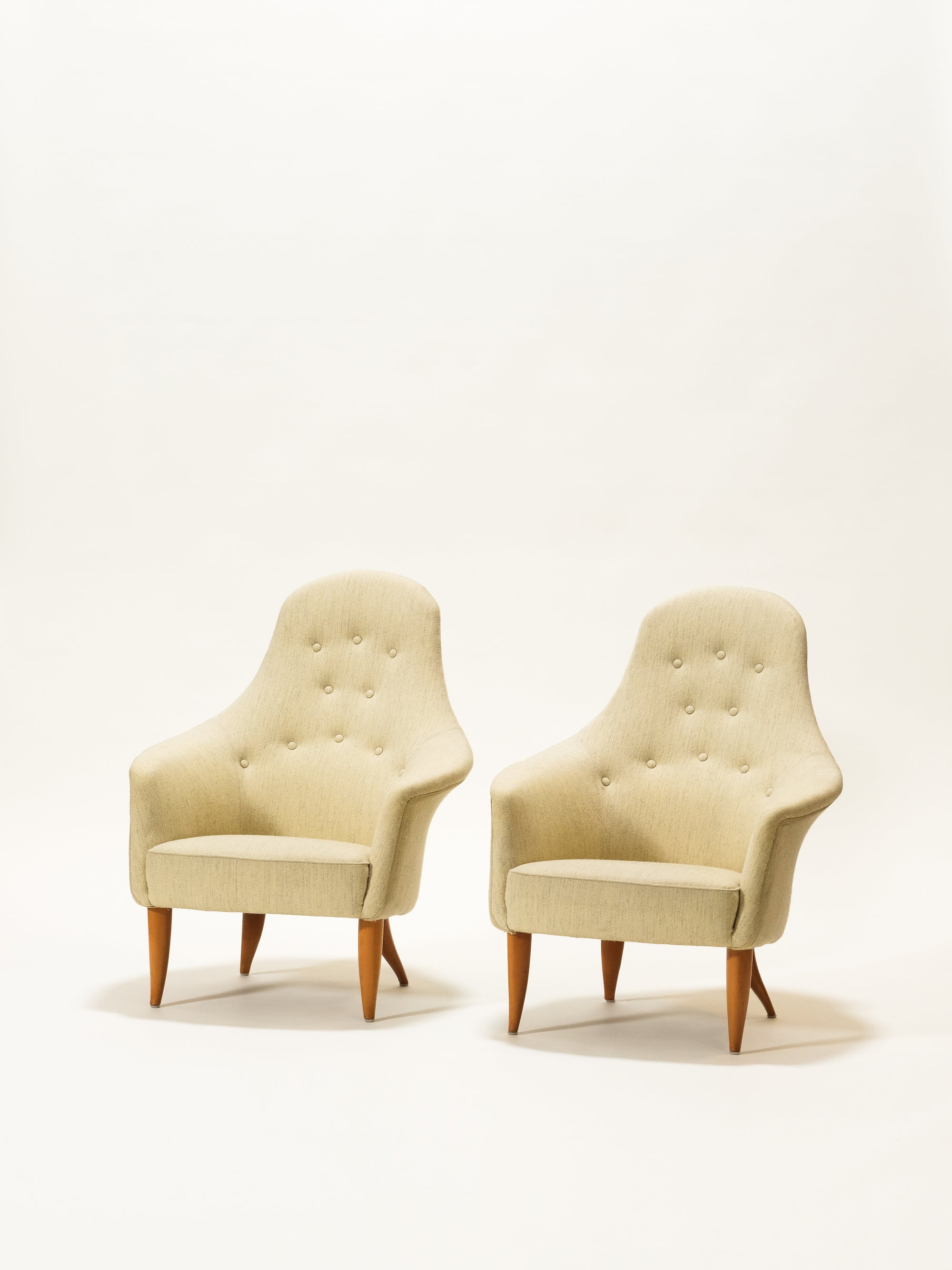 Pair of &quot;Stora Adam&quot; Easy Chairs by Kerstin Hörlin-Holmquist for Nordiska Kompaniet, Sweden, 1950s