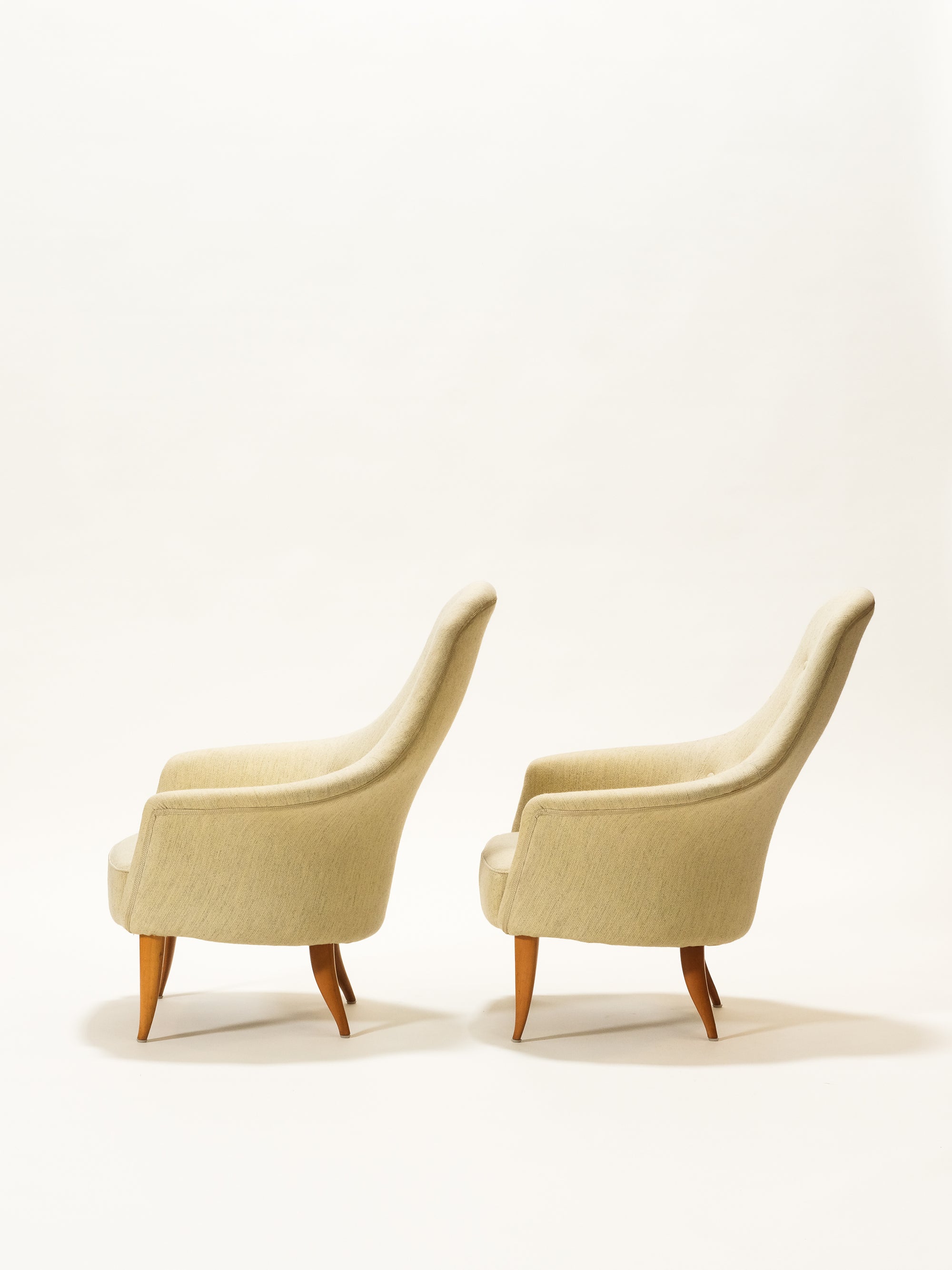 Pair of &quot;Stora Adam&quot; Easy Chairs by Kerstin Hörlin-Holmquist for Nordiska Kompaniet, Sweden, 1950s