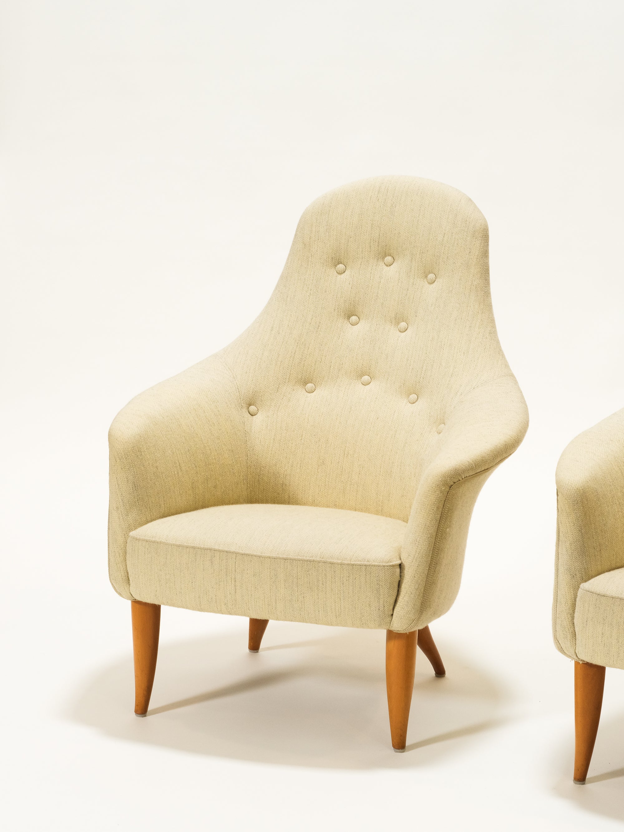 Pair of &quot;Stora Adam&quot; Easy Chairs by Kerstin Hörlin-Holmquist for Nordiska Kompaniet, Sweden, 1950s