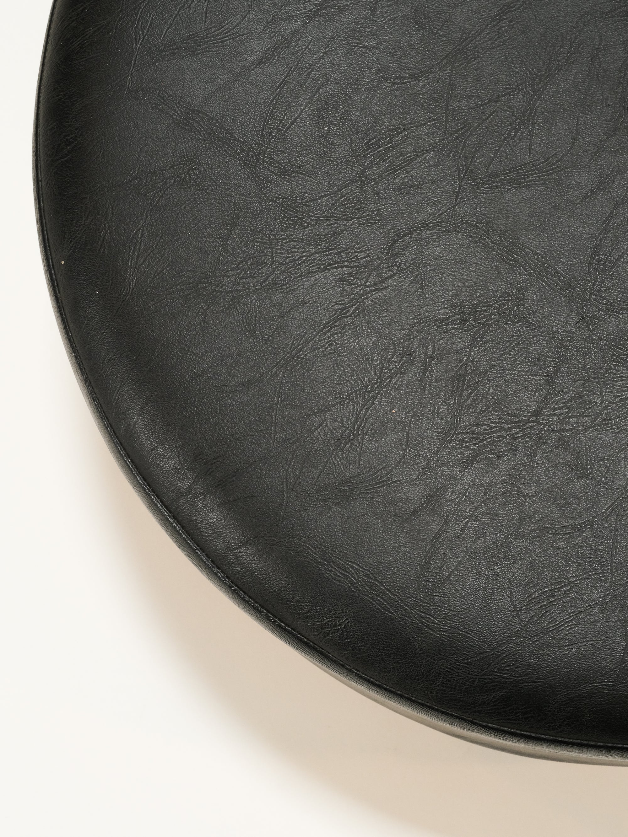 Black Round Leatherette Ottoman / Footstool