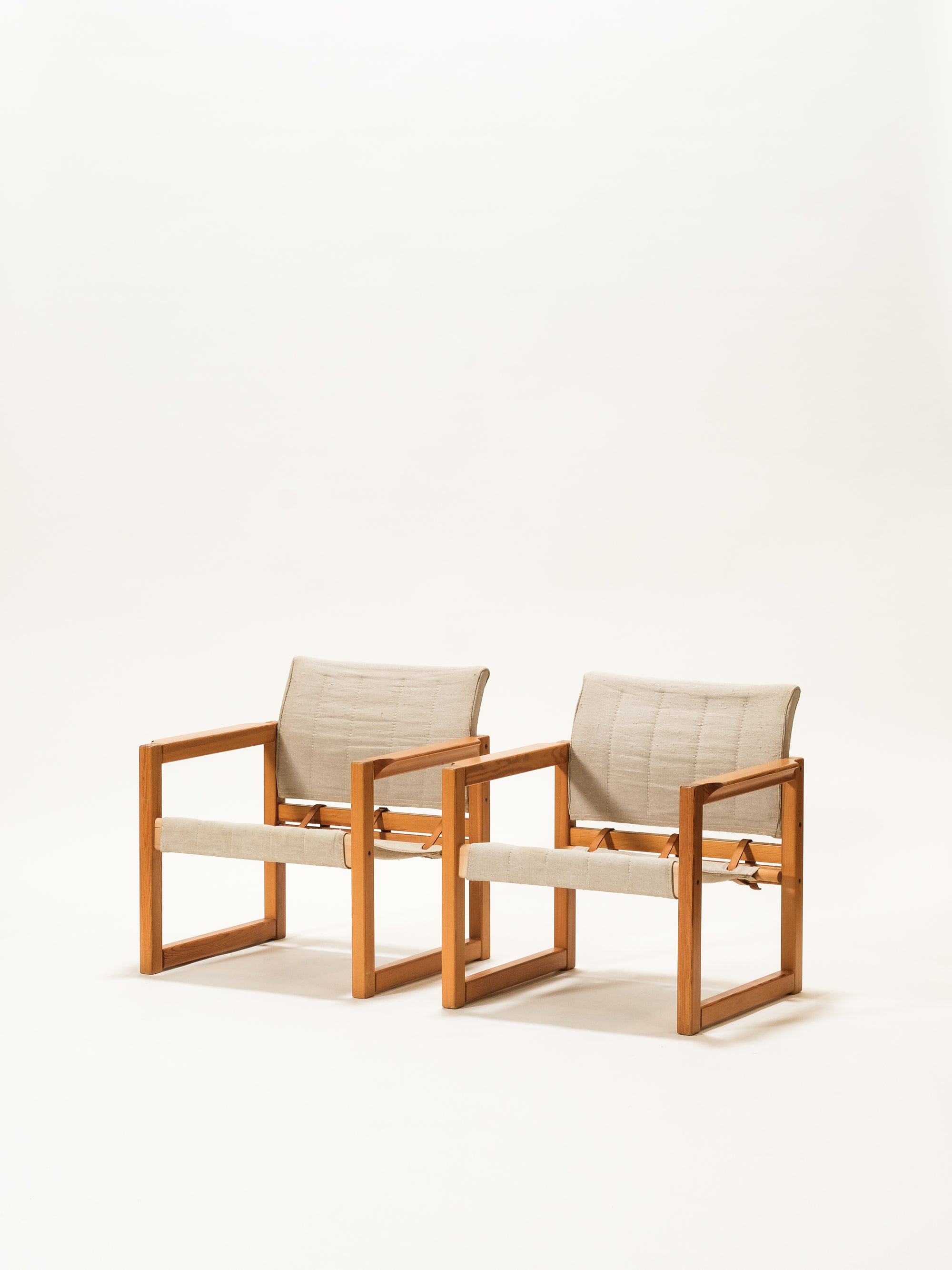 Pair of Solid Pine &quot;Diana&quot; Easy Chairs by Karin Mobring for Ikea, 1970s