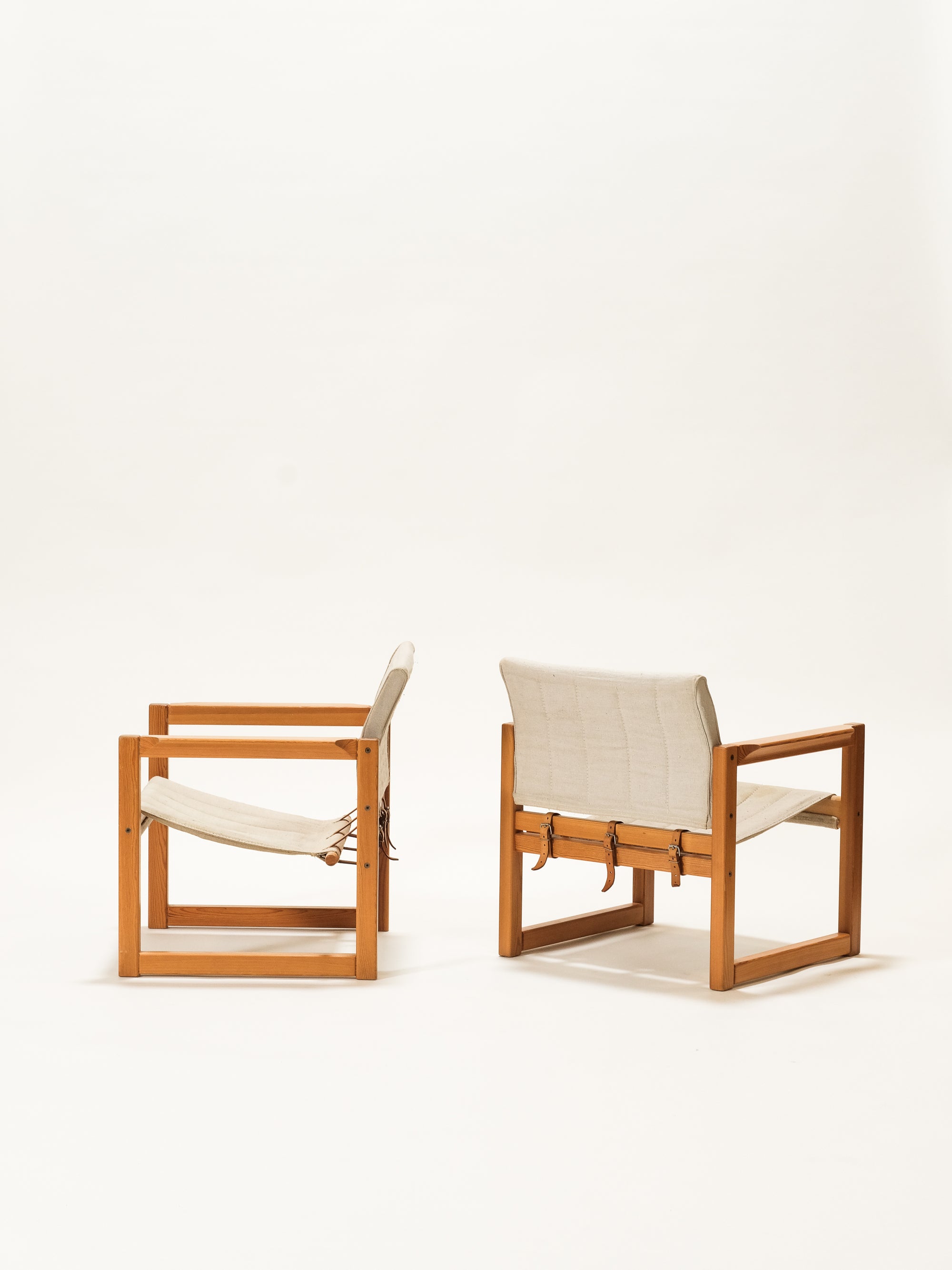 Pair of Solid Pine &quot;Diana&quot; Easy Chairs by Karin Mobring for Ikea, 1970s