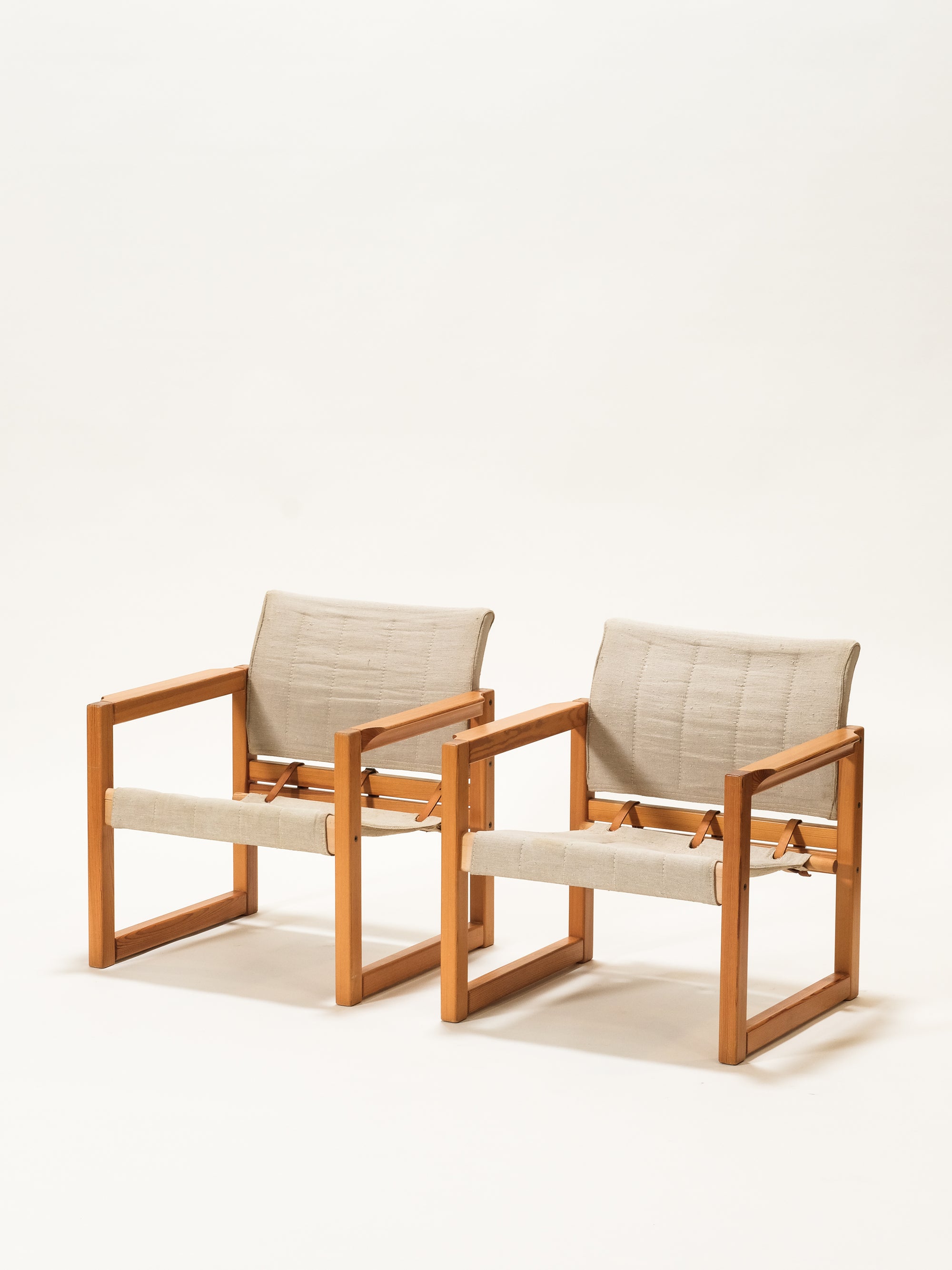 Pair of Solid Pine &quot;Diana&quot; Easy Chairs by Karin Mobring for Ikea, 1970s