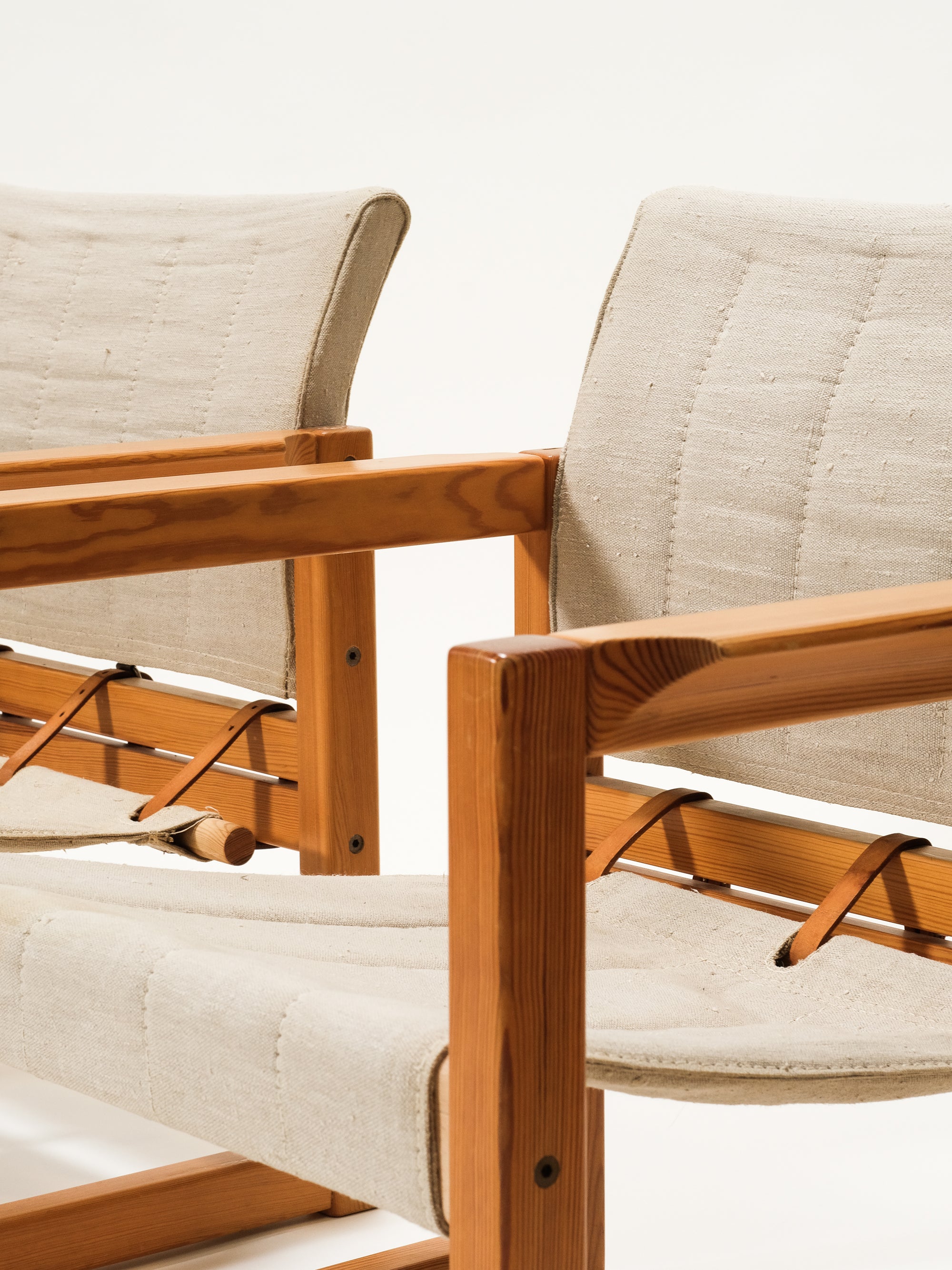 Pair of Solid Pine &quot;Diana&quot; Easy Chairs by Karin Mobring for Ikea, 1970s