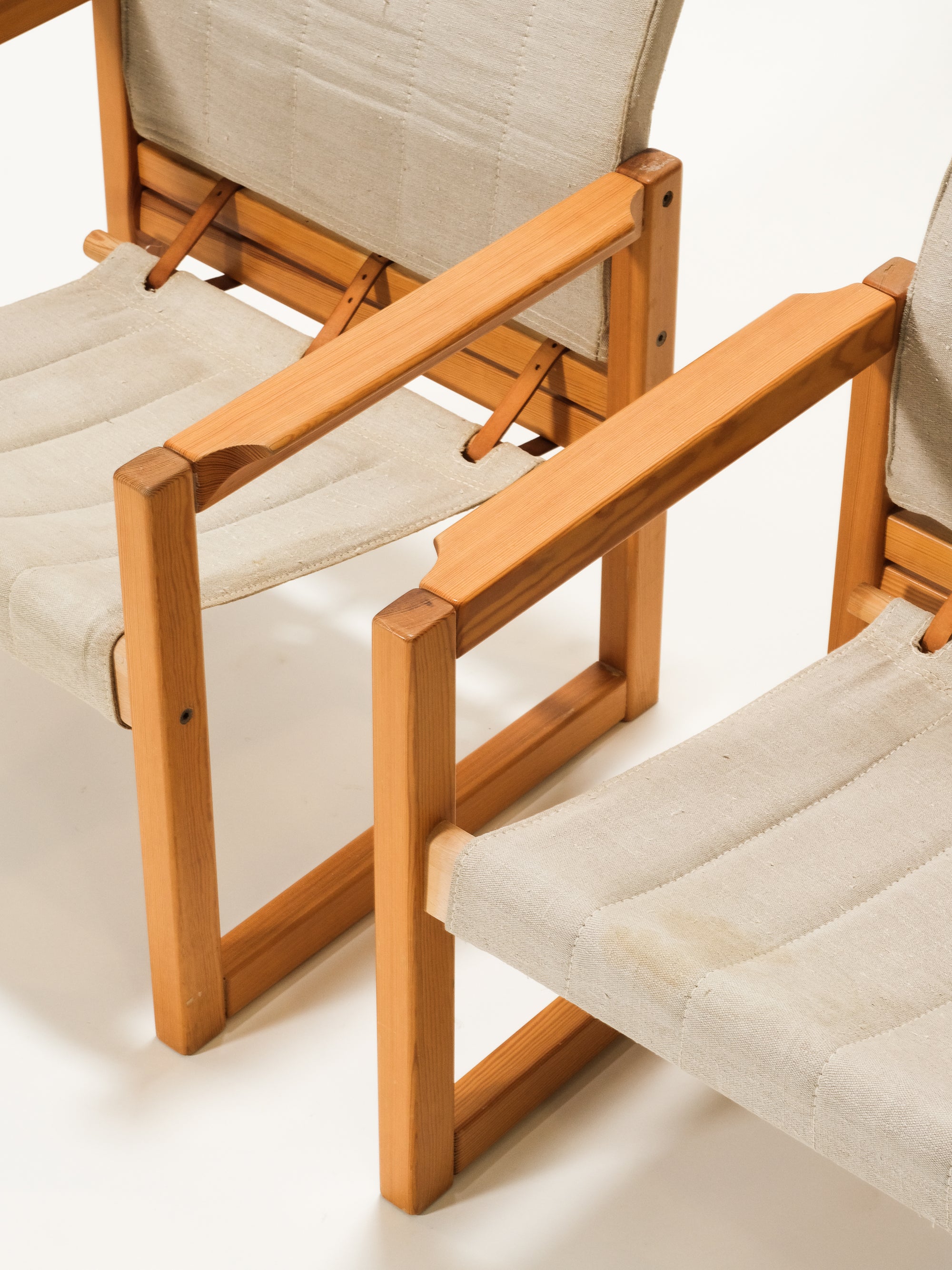 Pair of Solid Pine &quot;Diana&quot; Easy Chairs by Karin Mobring for Ikea, 1970s