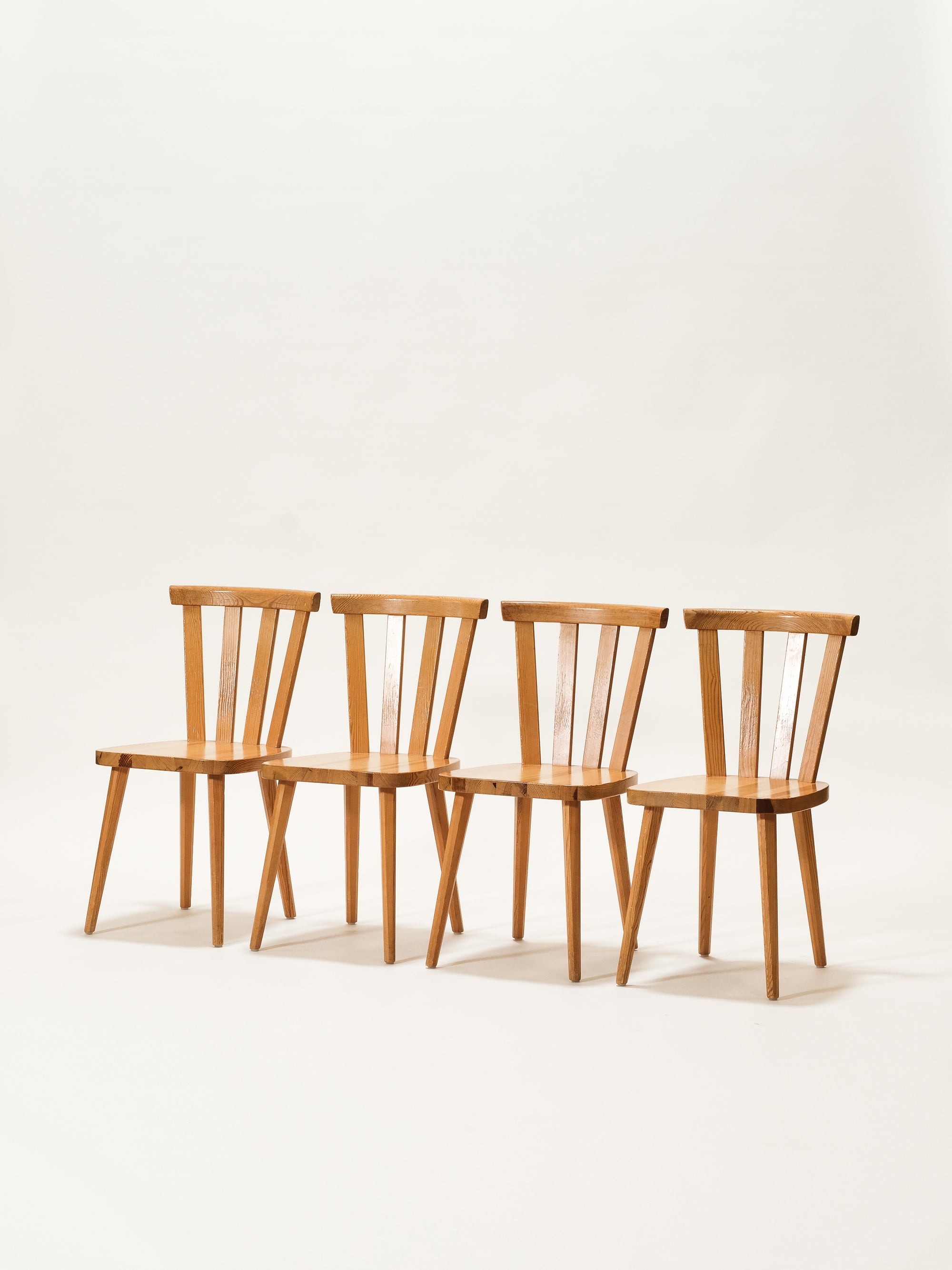 Swedish Mid-Century Pine Dining Chairs, Set of 4