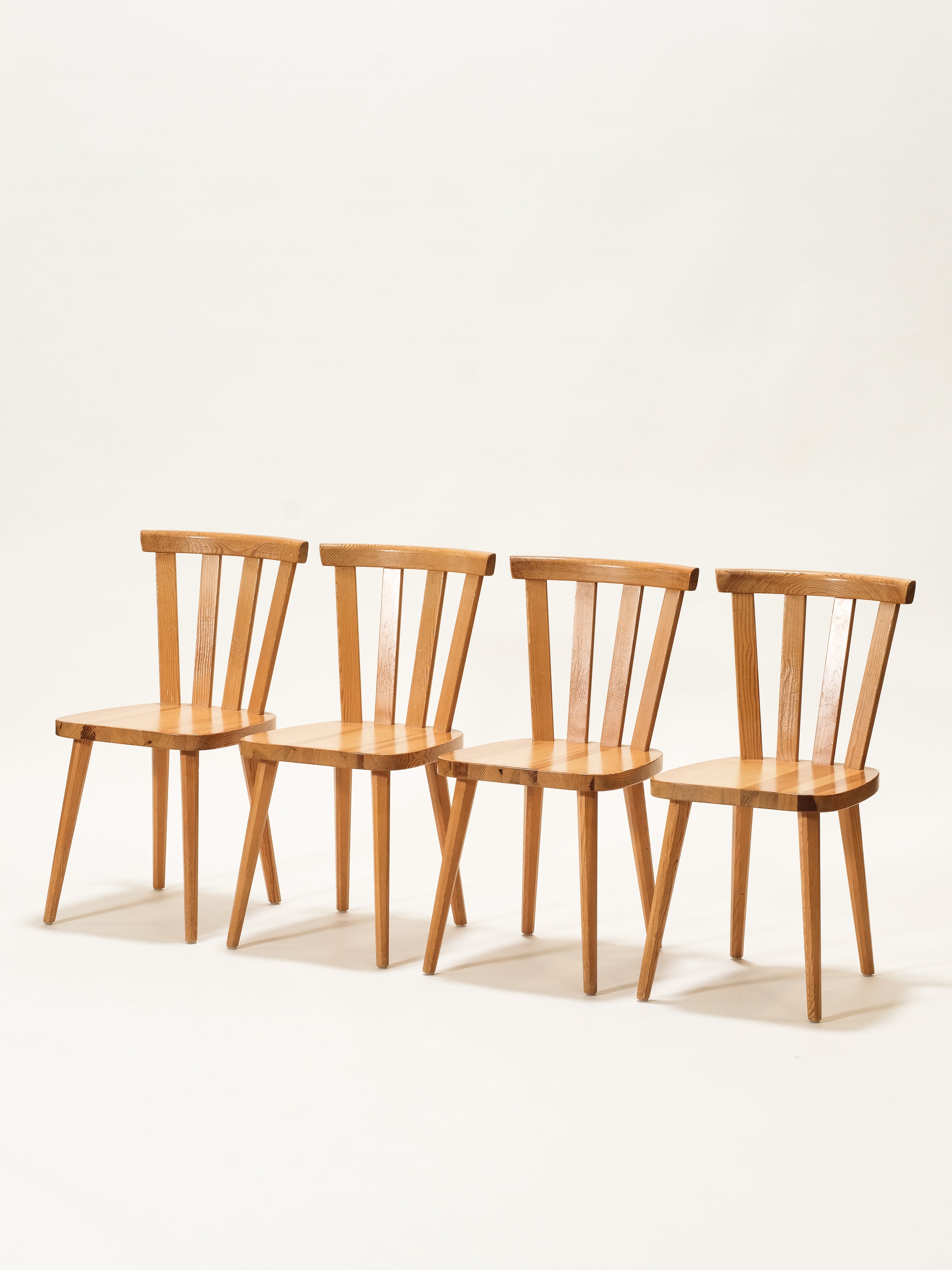 Swedish Mid-Century Pine Dining Chairs, Set of 4