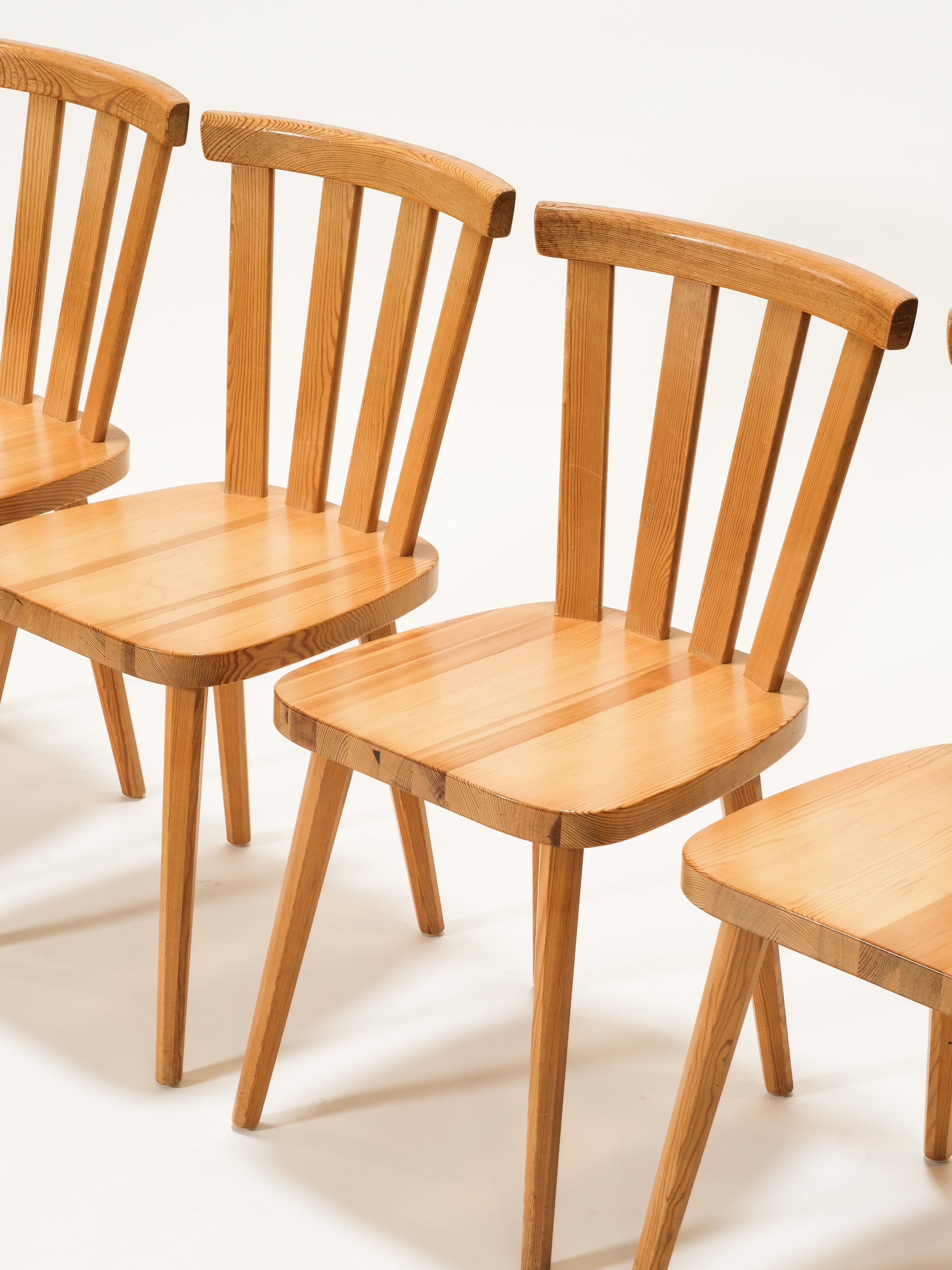 Swedish Mid-Century Pine Dining Chairs, Set of 4