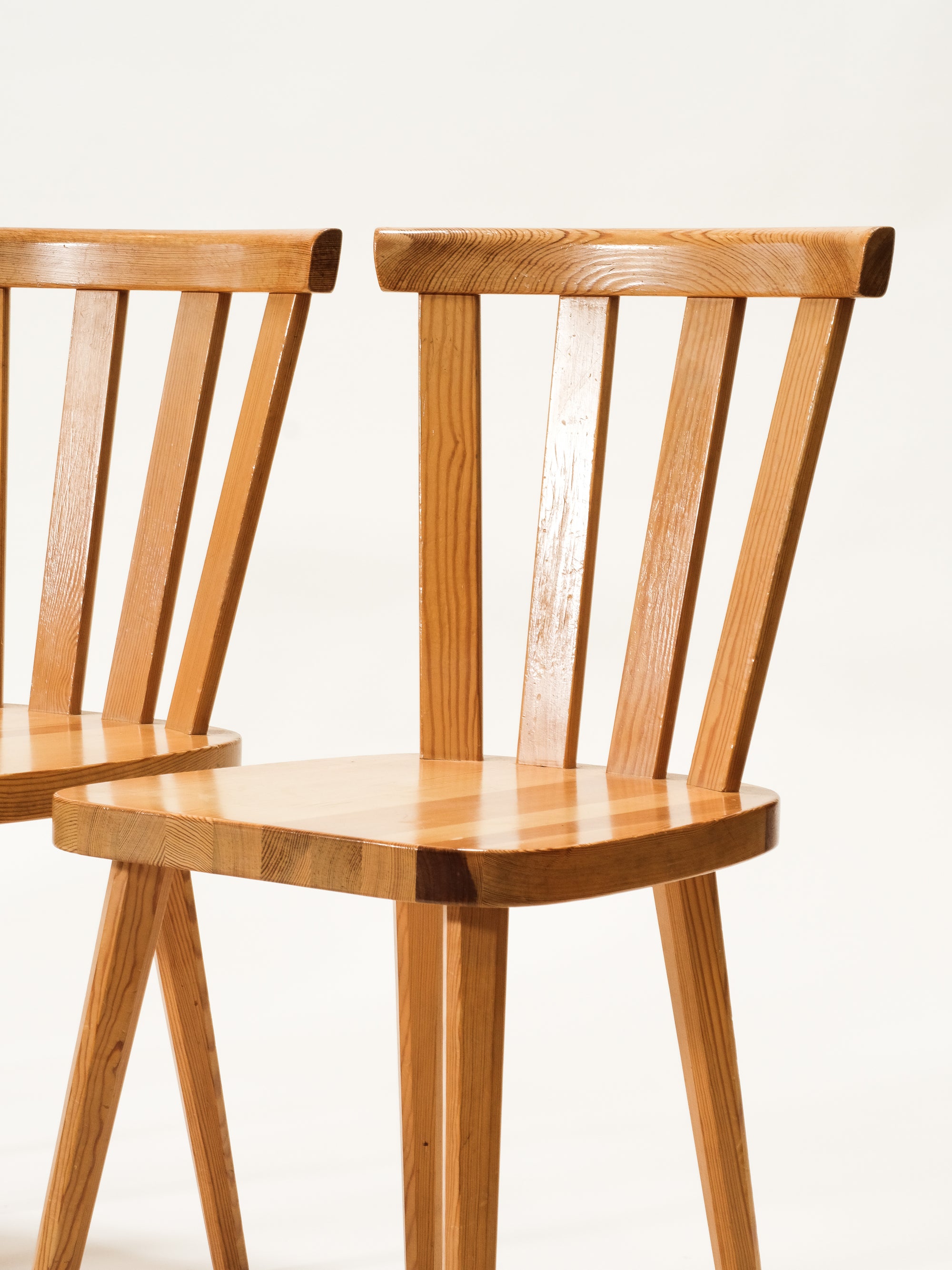 Swedish Mid-Century Pine Dining Chairs, Set of 4