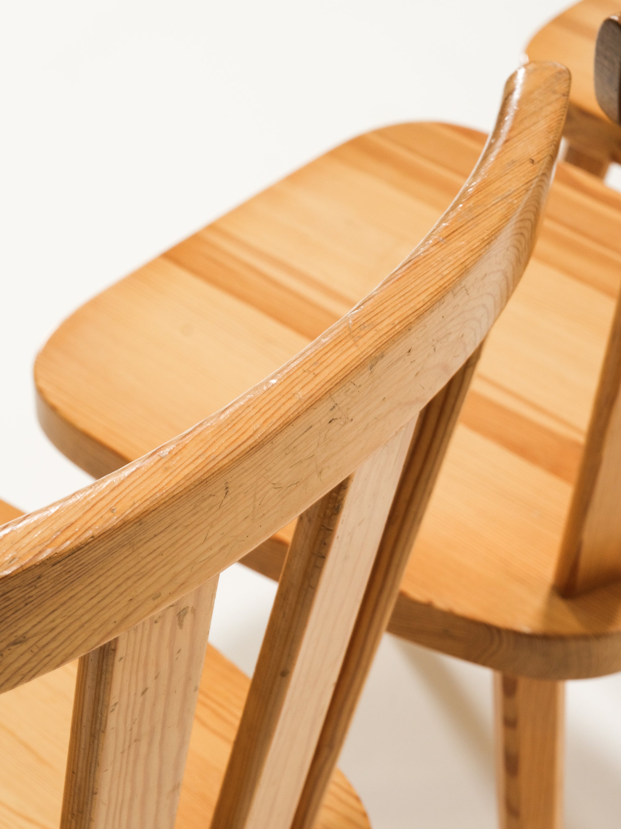 Swedish Mid-Century Pine Dining Chairs, Set of 4