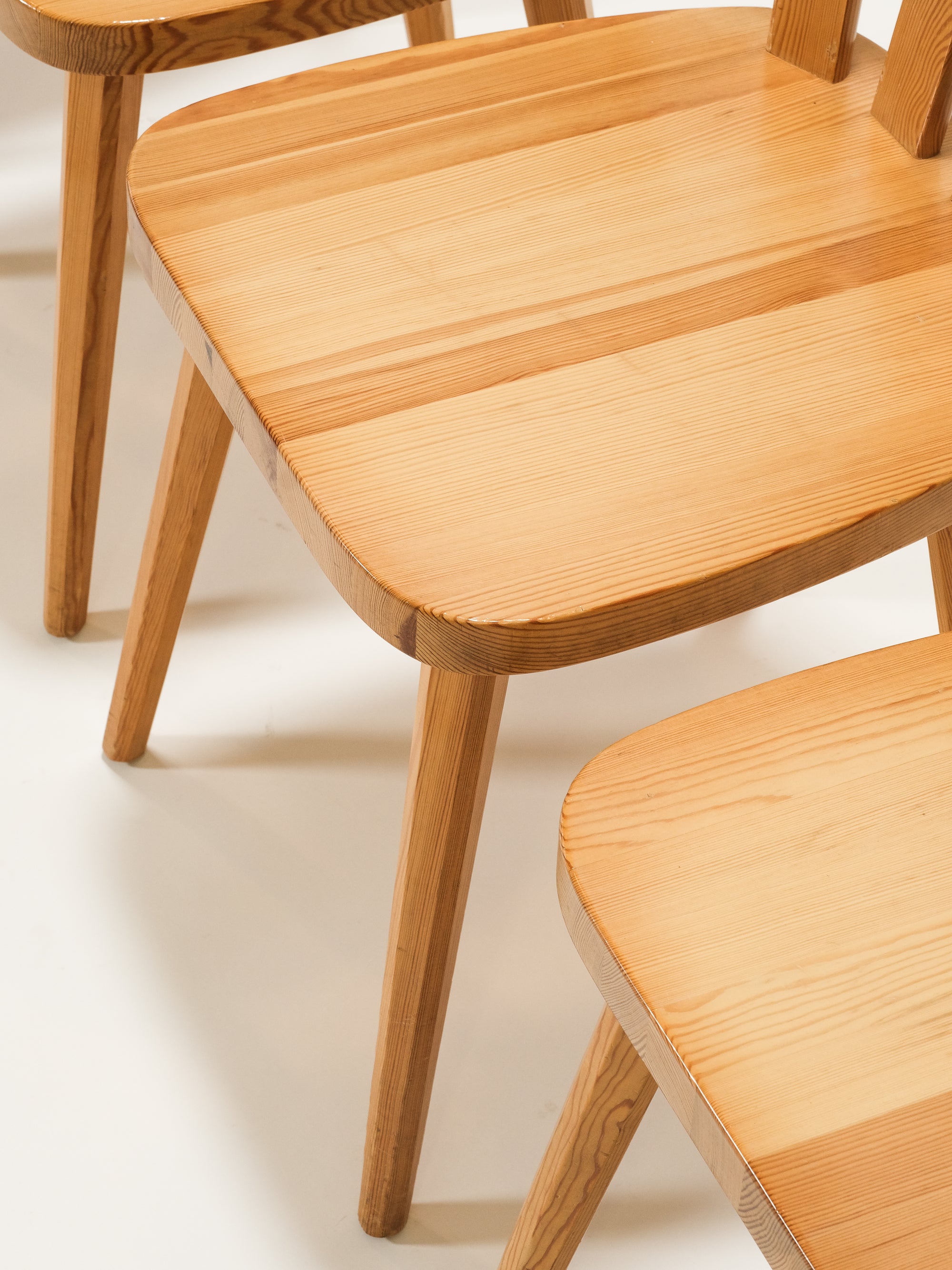 Swedish Mid-Century Pine Dining Chairs, Set of 4