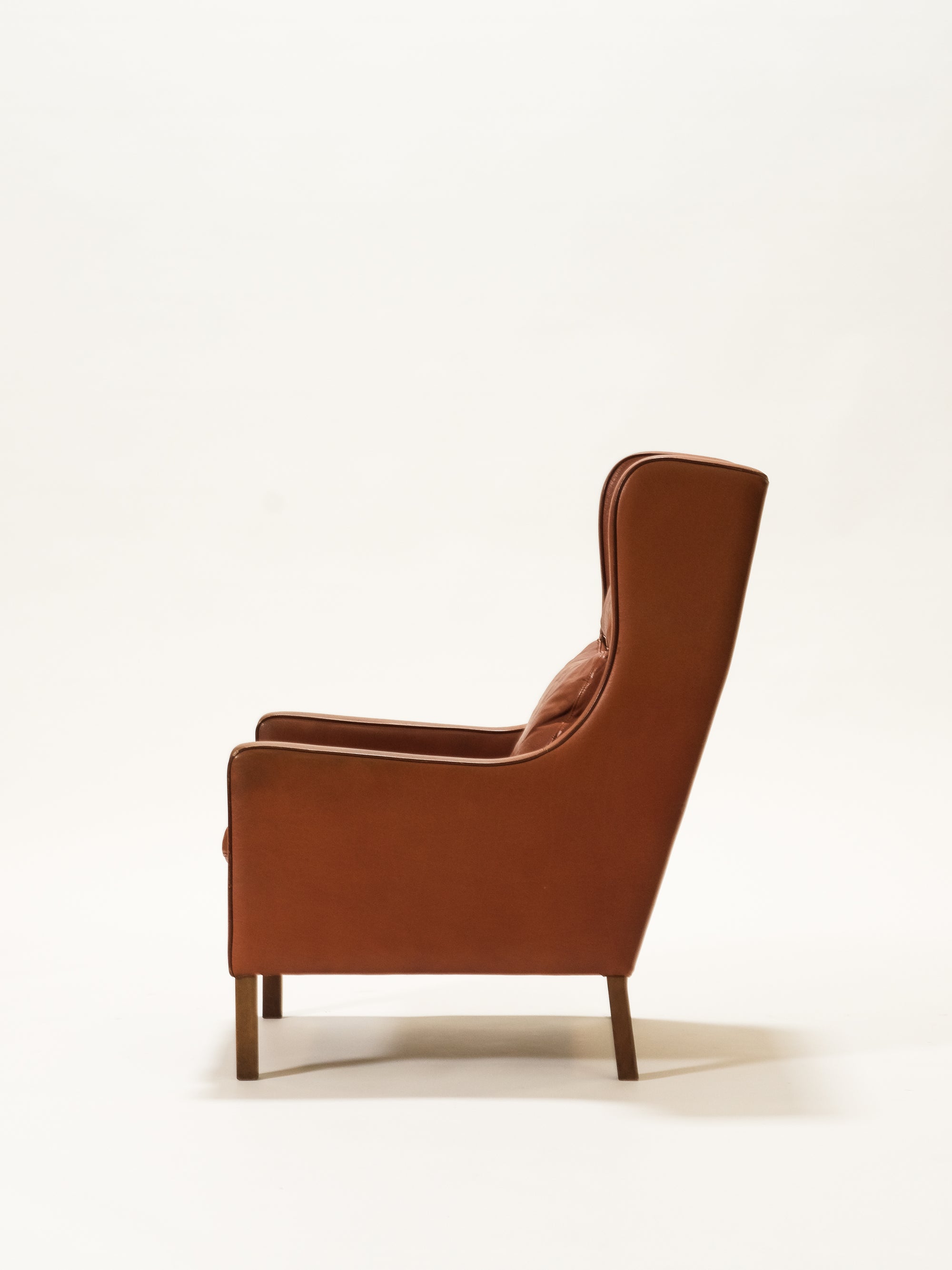 Danish Cognac Leather Highback Lounge Chair, 1960s