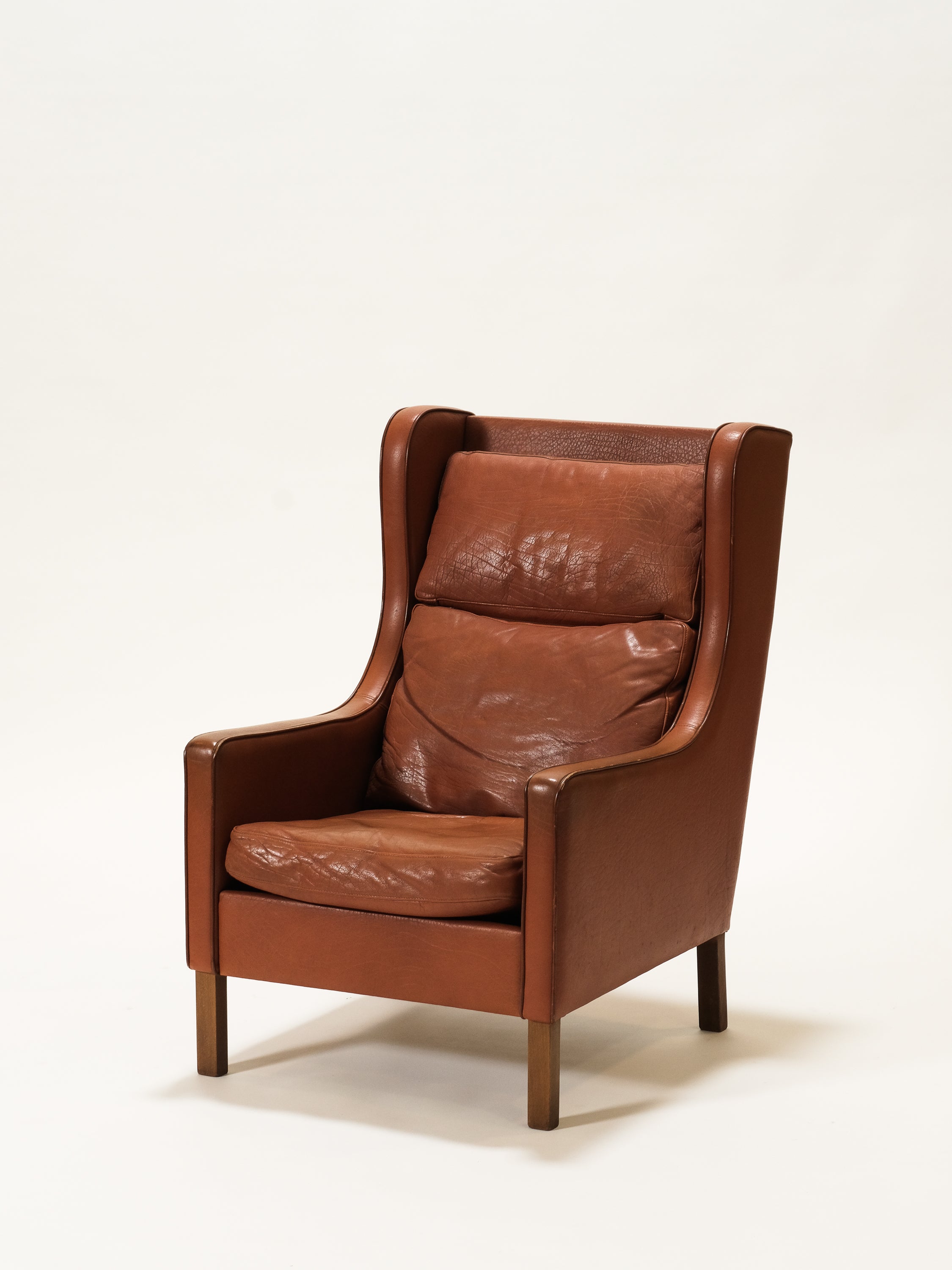 Danish Cognac Leather Highback Lounge Chair, 1960s