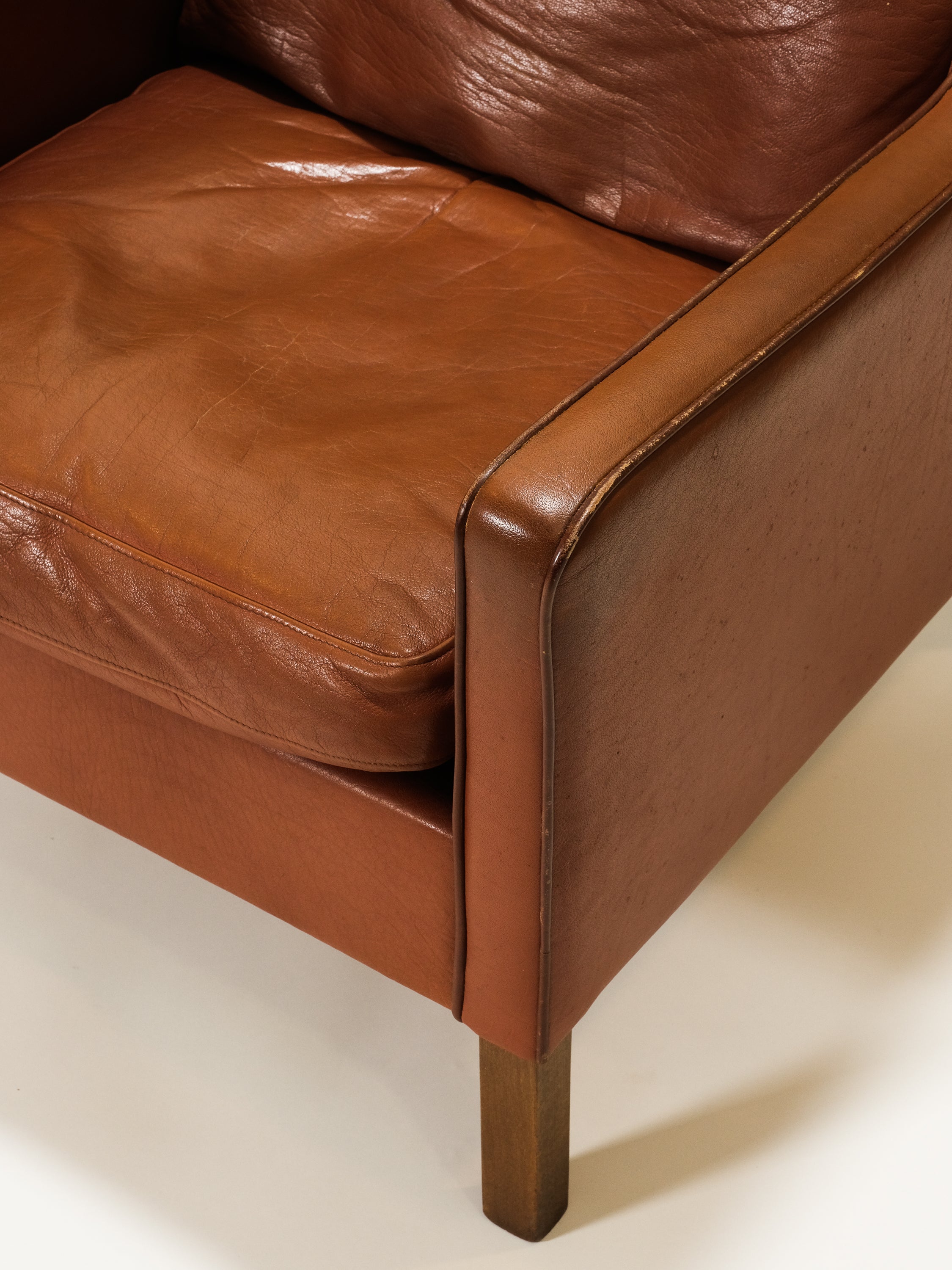 Danish Cognac Leather Highback Lounge Chair, 1960s