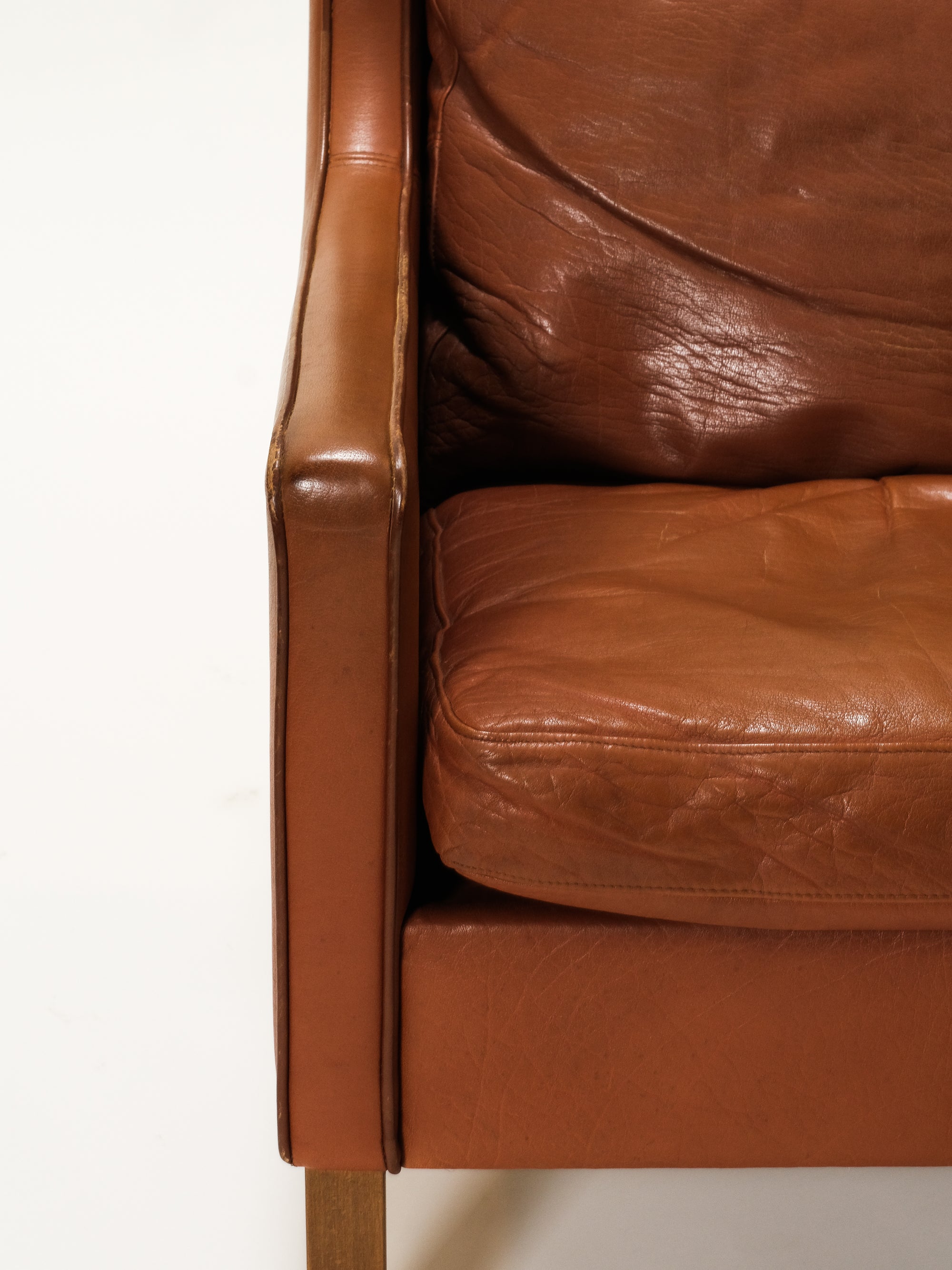 Danish Cognac Leather Highback Lounge Chair, 1960s