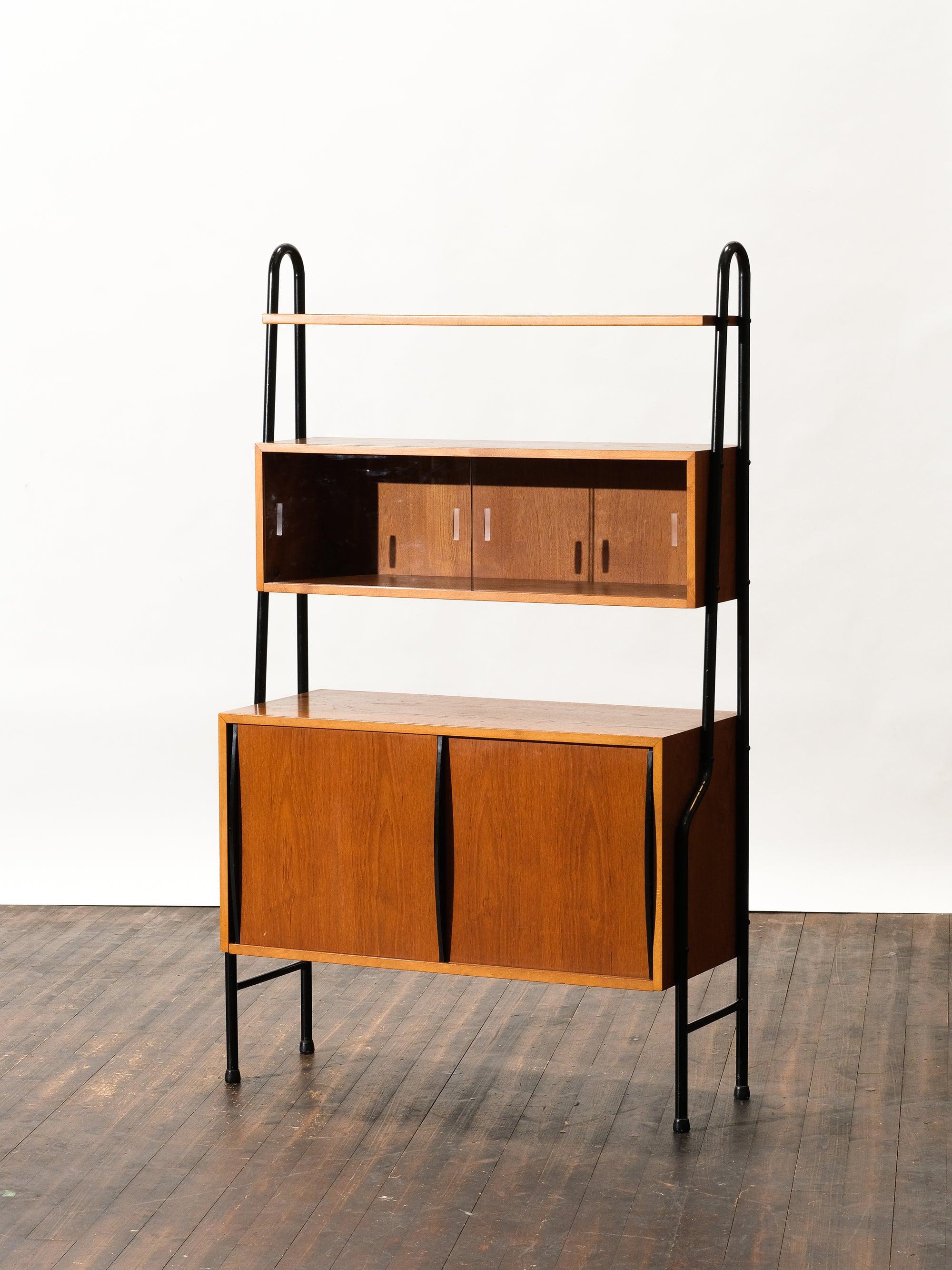 1960’s Teak Bookshelf with Glass Door Cabinet