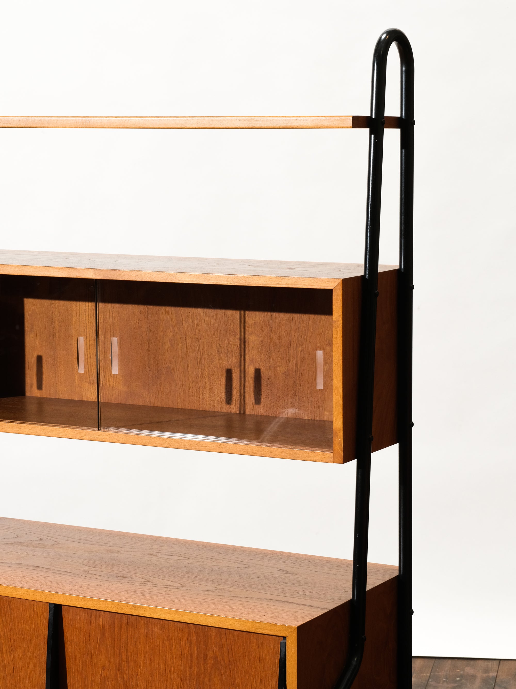 1960’s Teak Bookshelf with Glass Door Cabinet