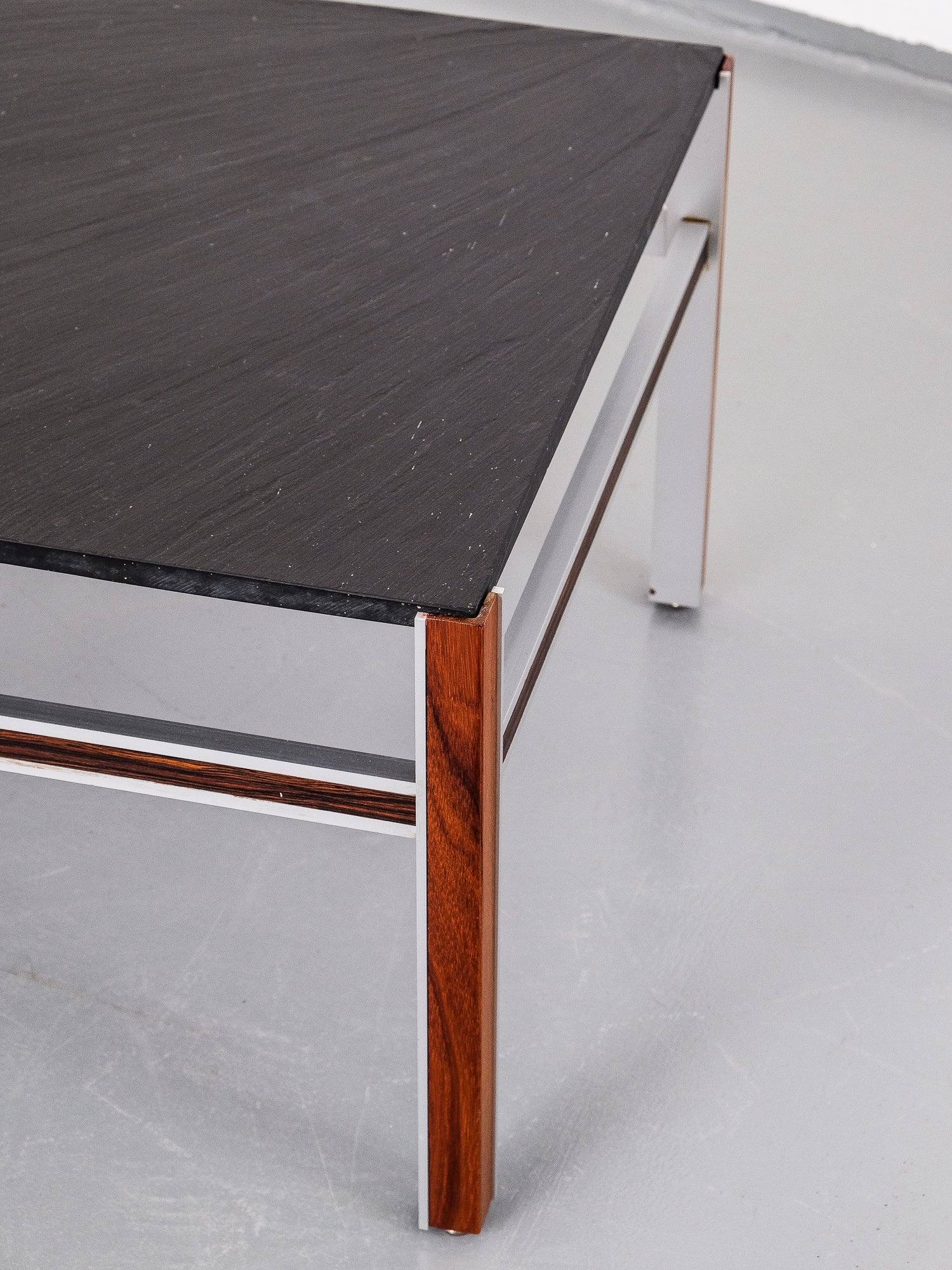 Midcentury Modern Scandinavian Natural Stone Coffee Table with Aluminium Frame