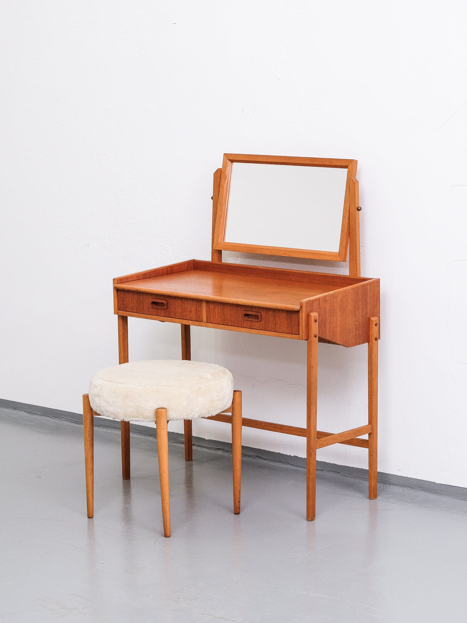 Mid-Century Modern Teak Dressing Table with Mirror