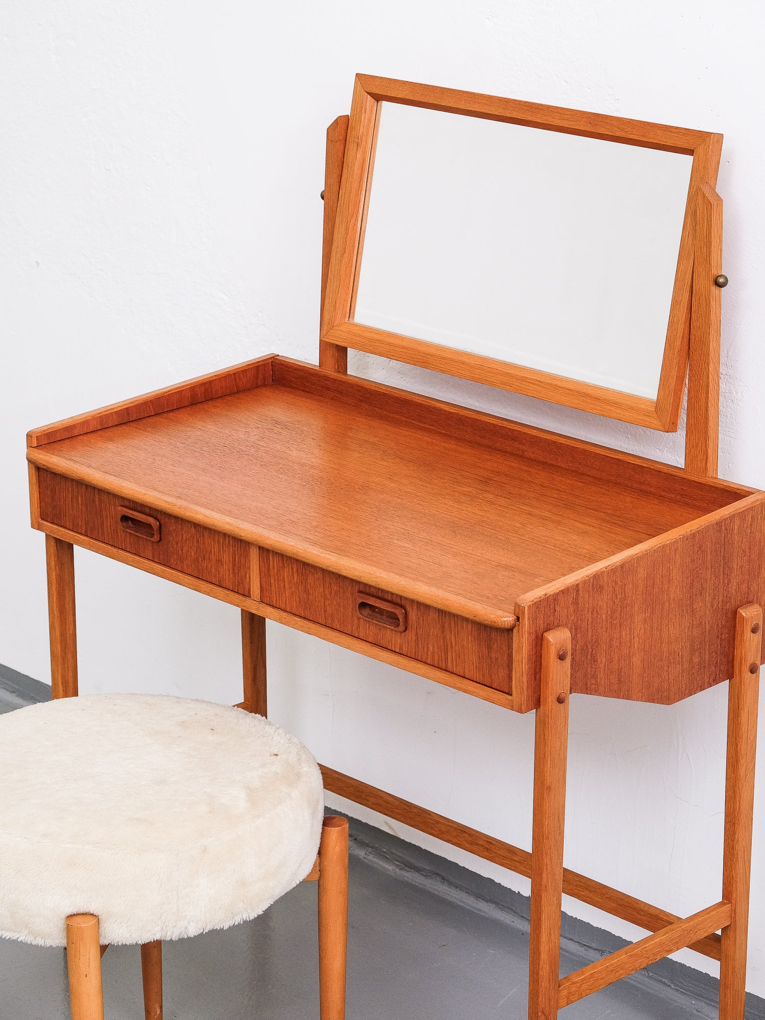 Mid-Century Modern Teak Dressing Table with Mirror
