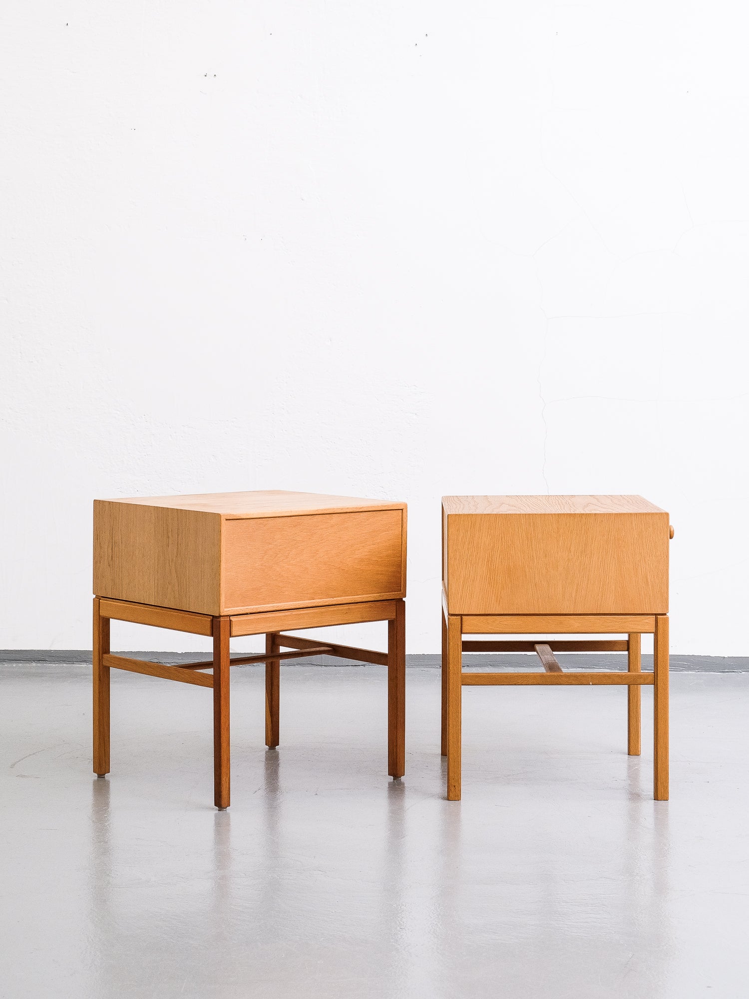 Oak Bedside Tables Model &quot;Casino&quot; by Sven Engström &amp; Gunnar Myrstrand, Sweden, 1960s