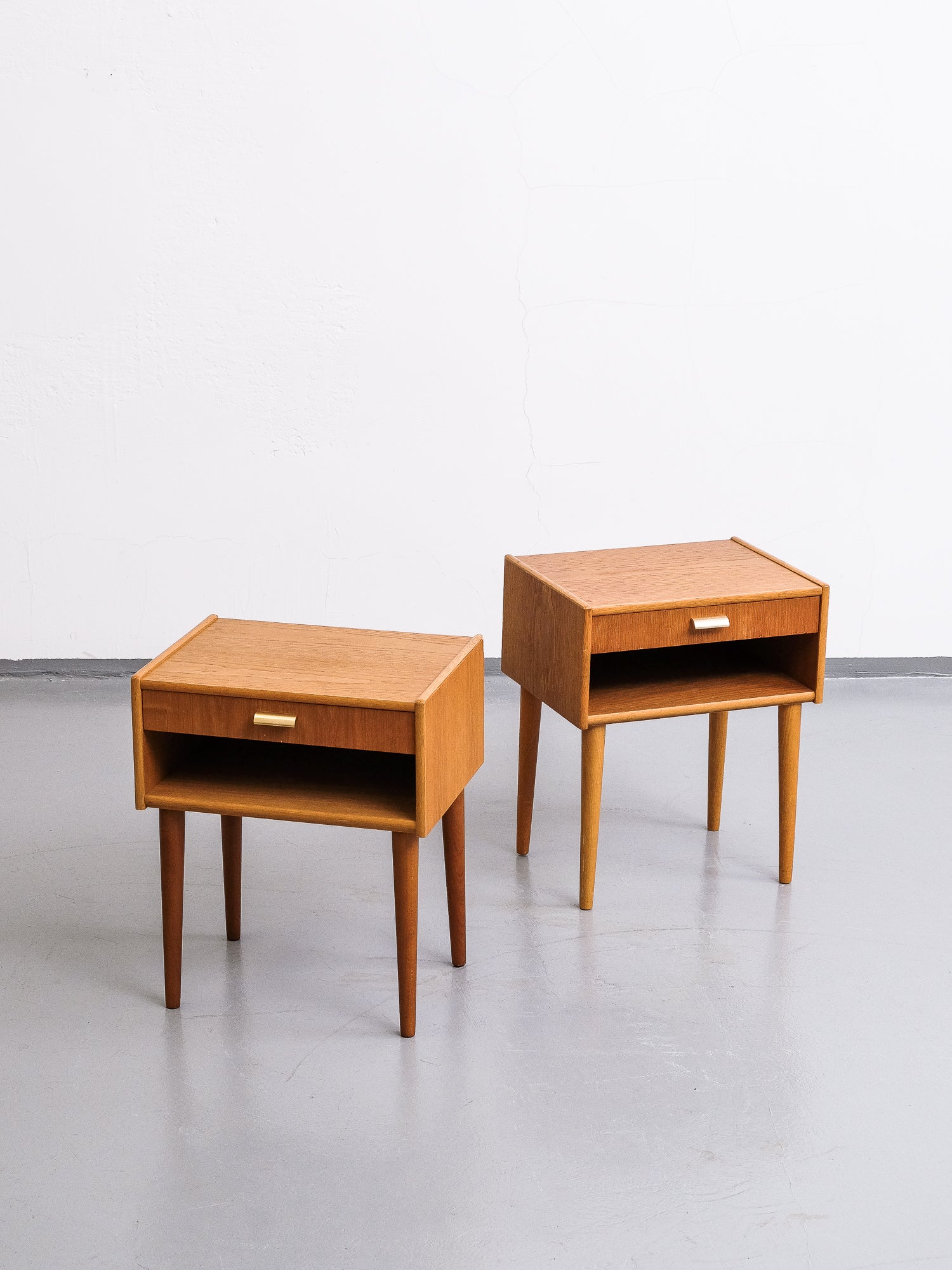 Swedish Mid-Century Oak Bedside Tables, 1950s