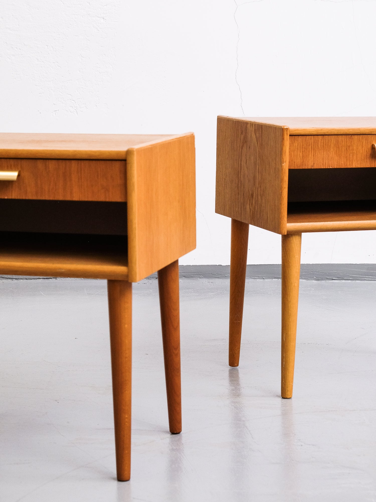 Swedish Mid-Century Oak Bedside Tables, 1950s