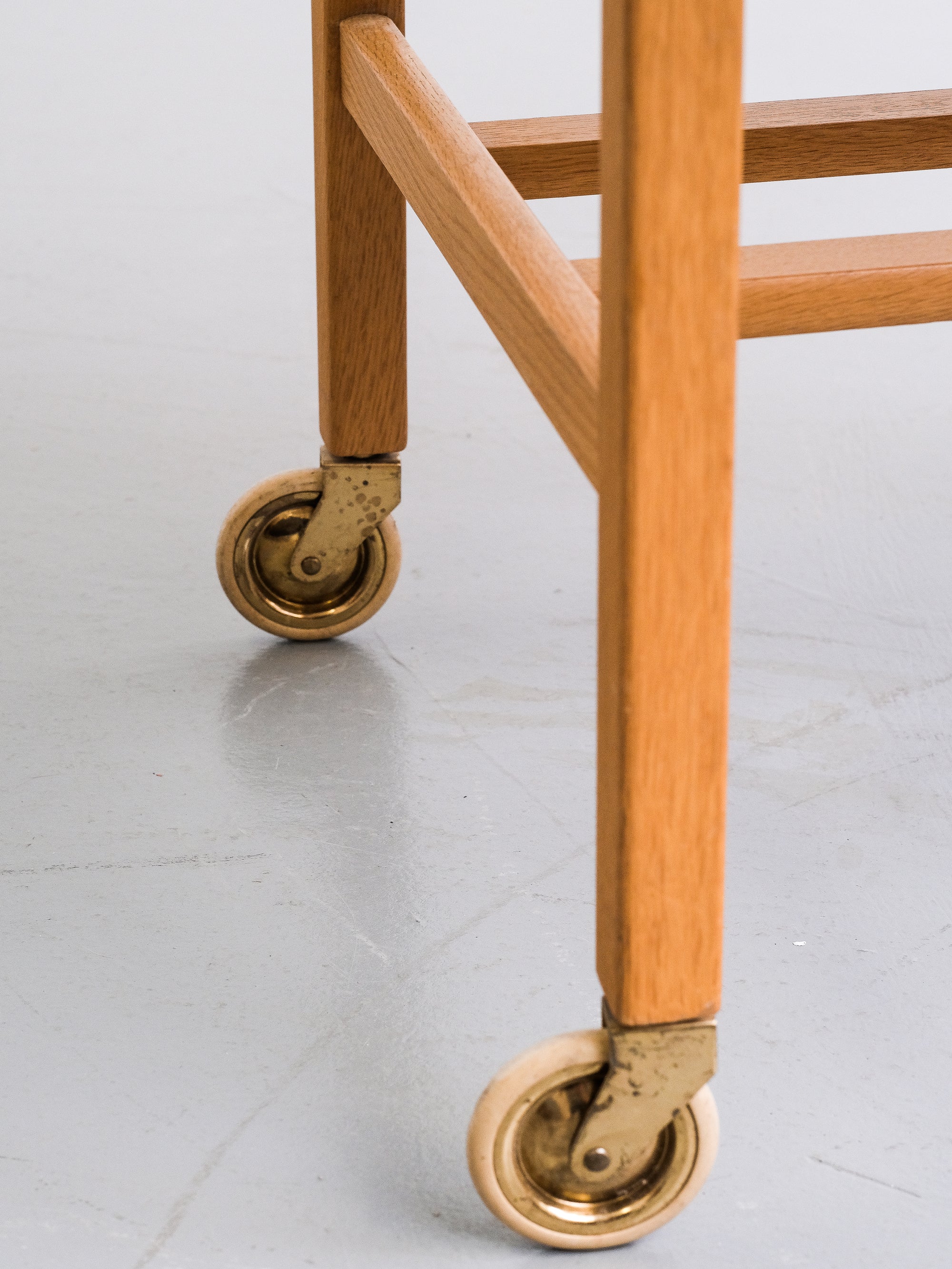 Oak Side Table with Rattan Basket, Design Bertil Fridhagen, Bodafors, Sweden, 1960s