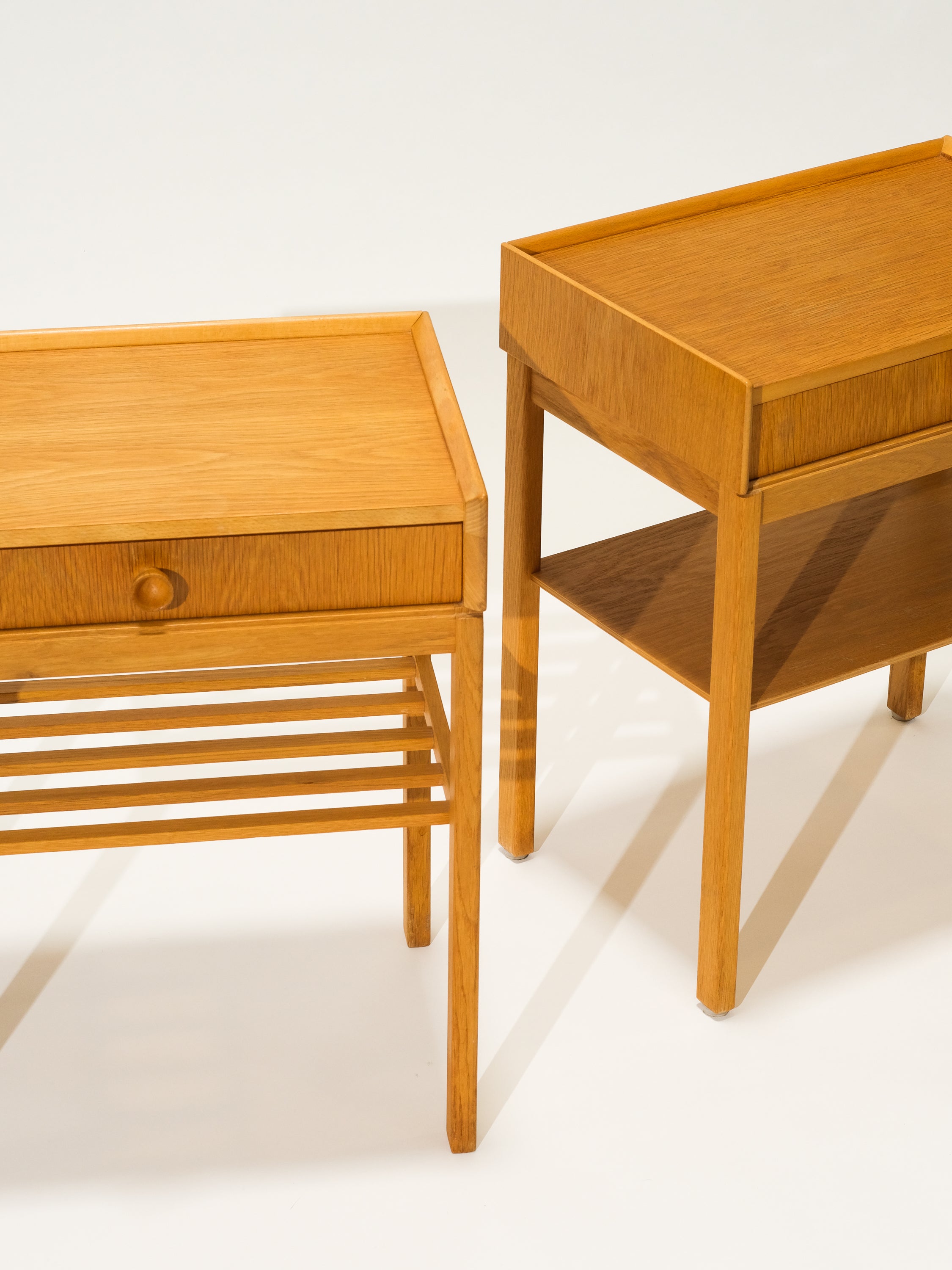 Swedish Mid-Century Oak Bedside Tables, 1960s, Set of 2