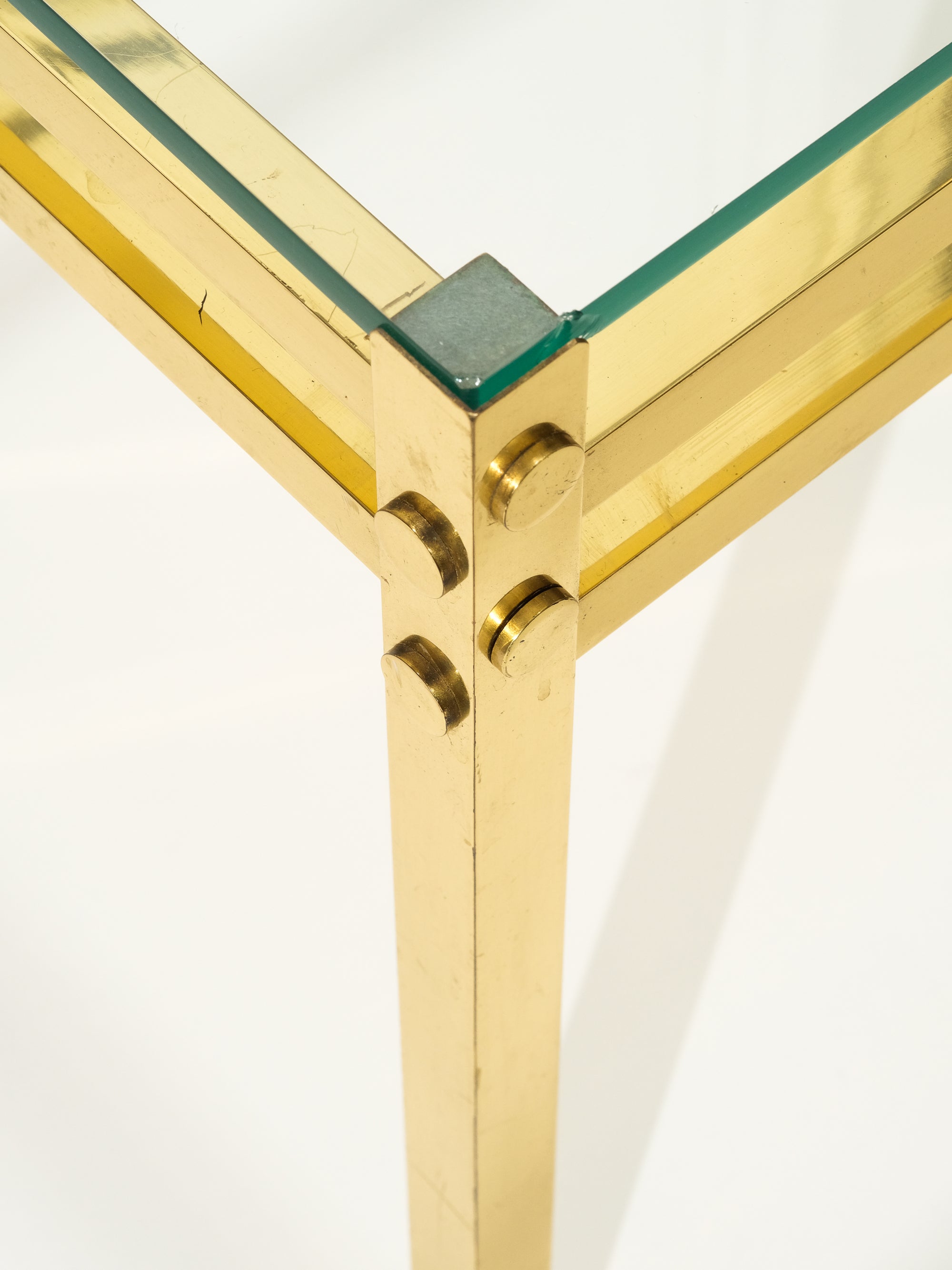 1970s Brass &amp; Glass Side Table