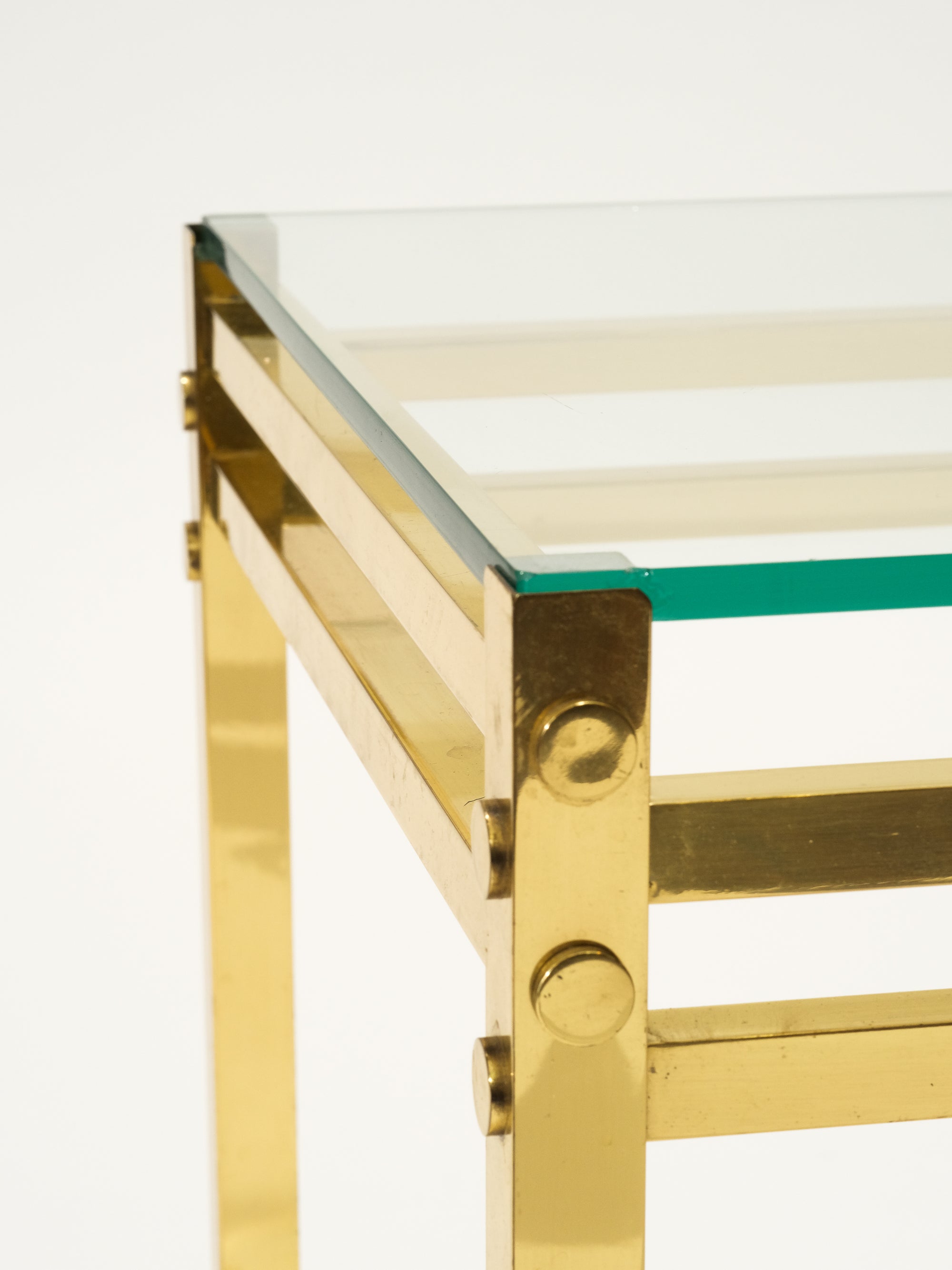 1970s Brass &amp; Glass Side Table