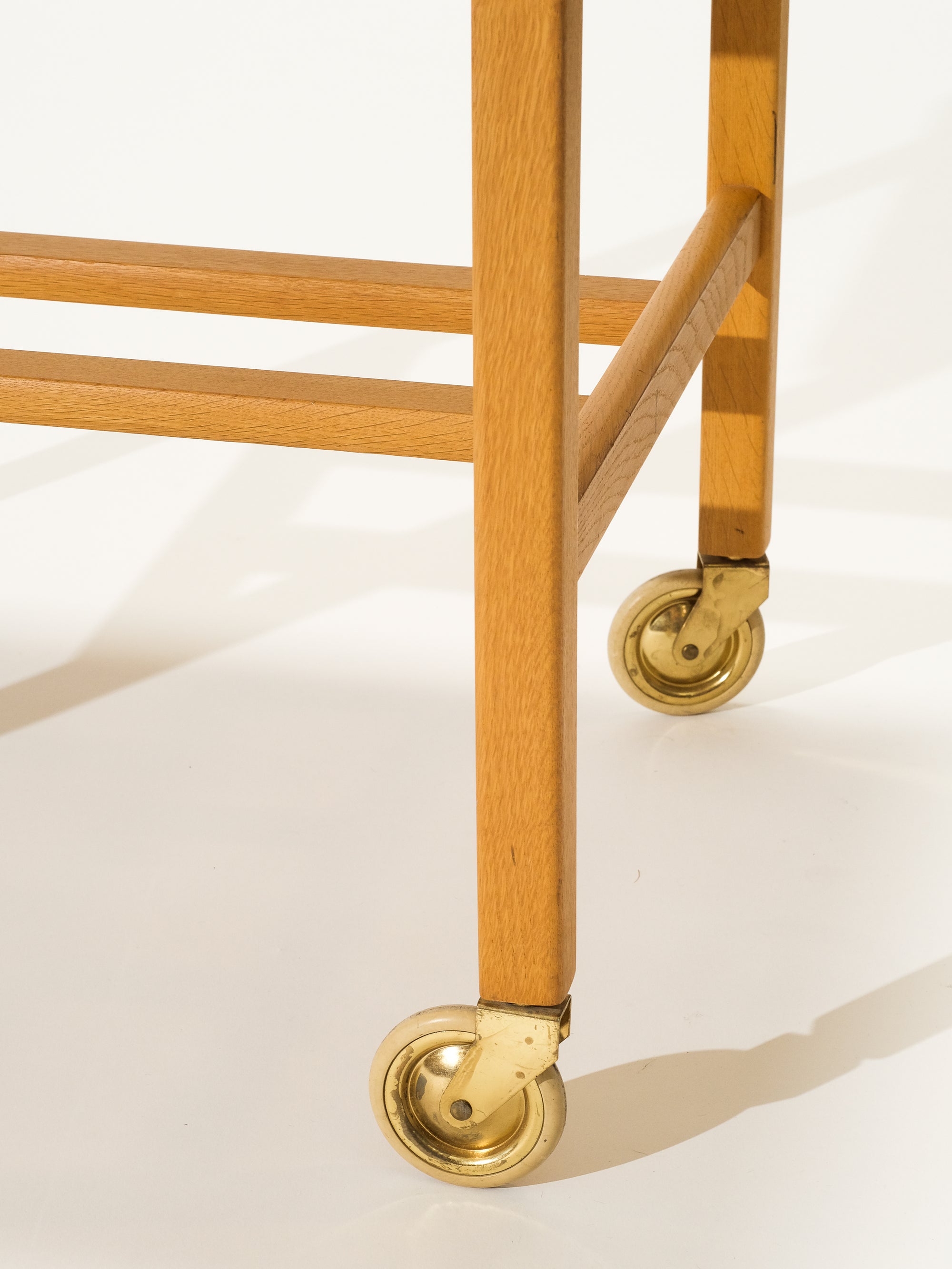 Oak Side Table with Rattan Basket, Design Bertil Fridhagen, Bodafors, Sweden, 1960s