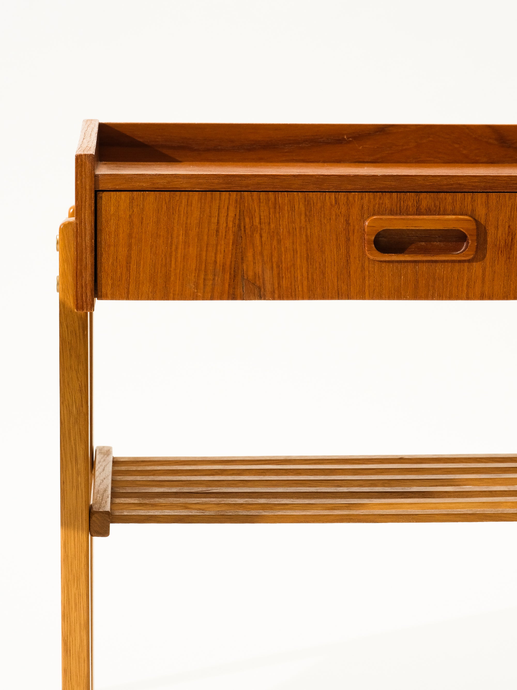 Mid-Century Teak &amp; Oak Bedside Tables, Set of 2