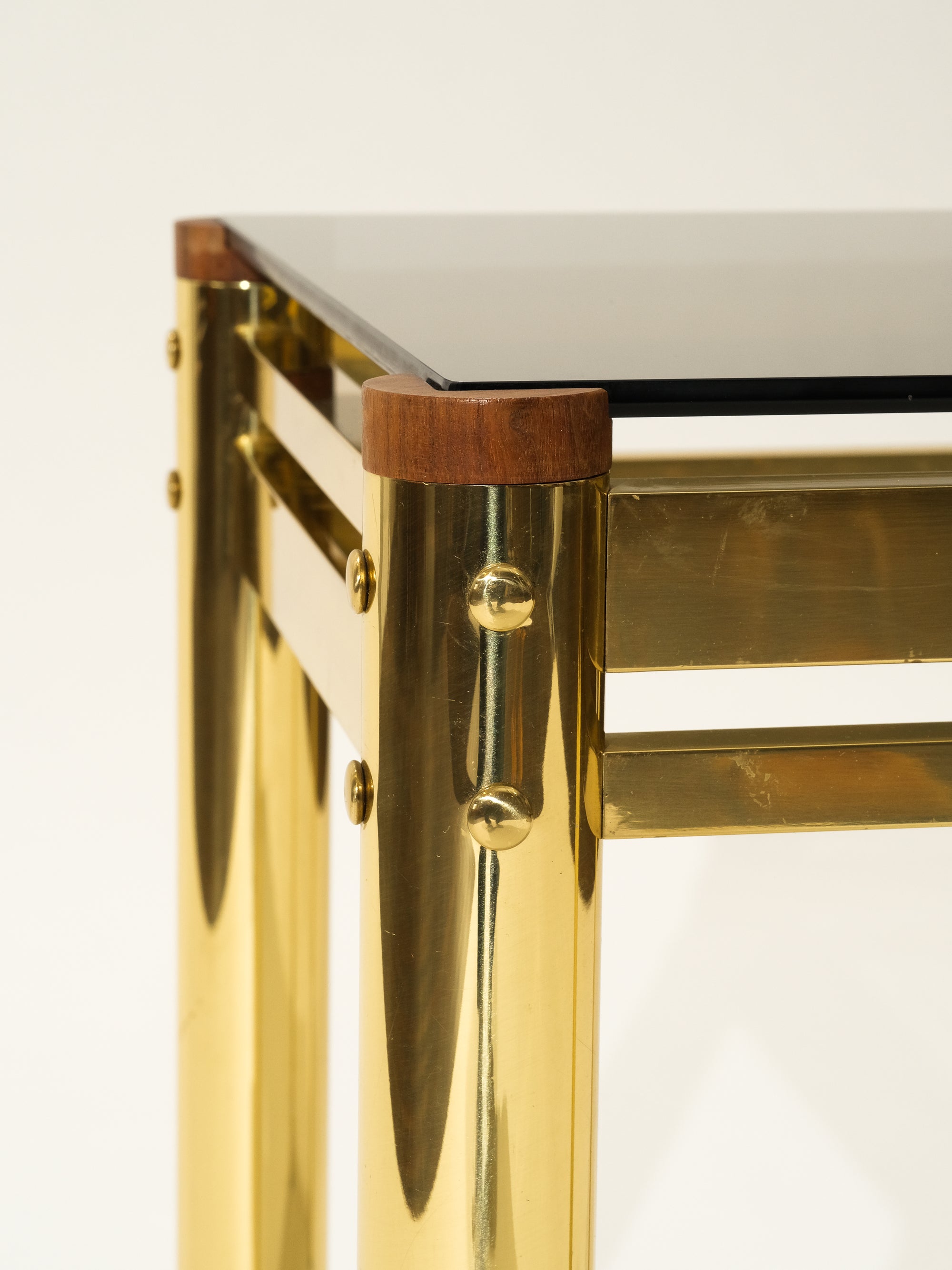 1970s Brass &amp; Glass Side Table