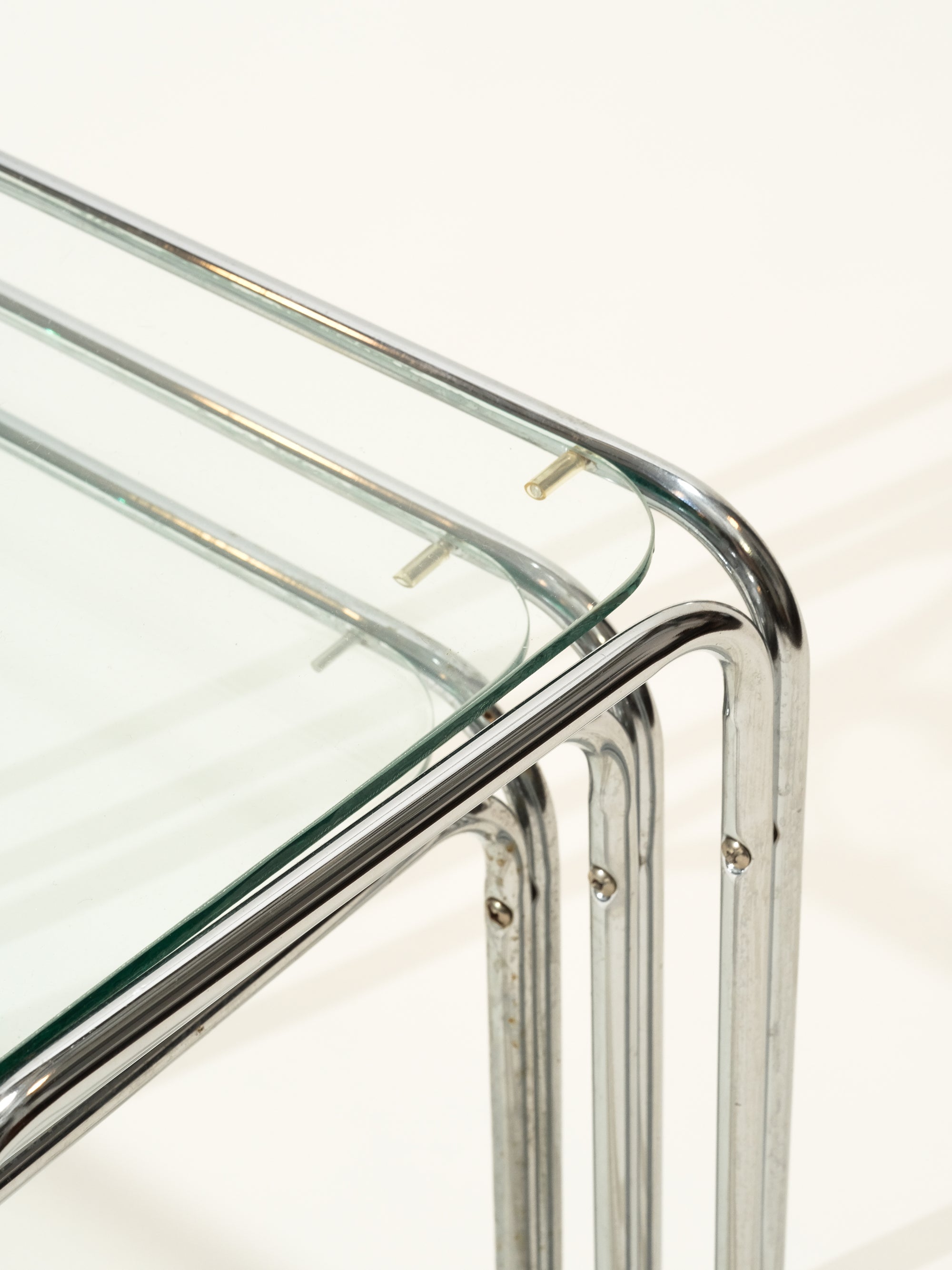 Chrome &amp; Glass Nesting Side Tables