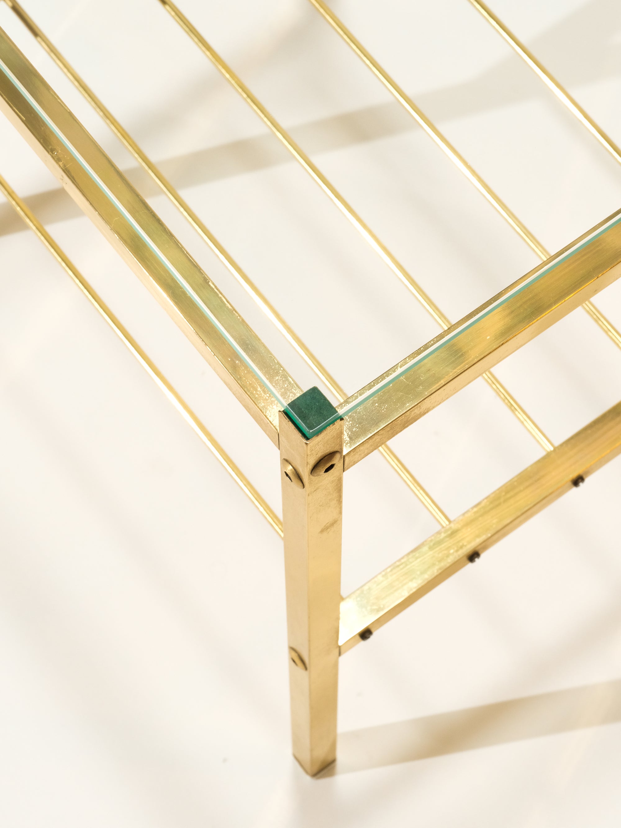 Pair of Brass &amp; Glass Bedside Tables, 1970s