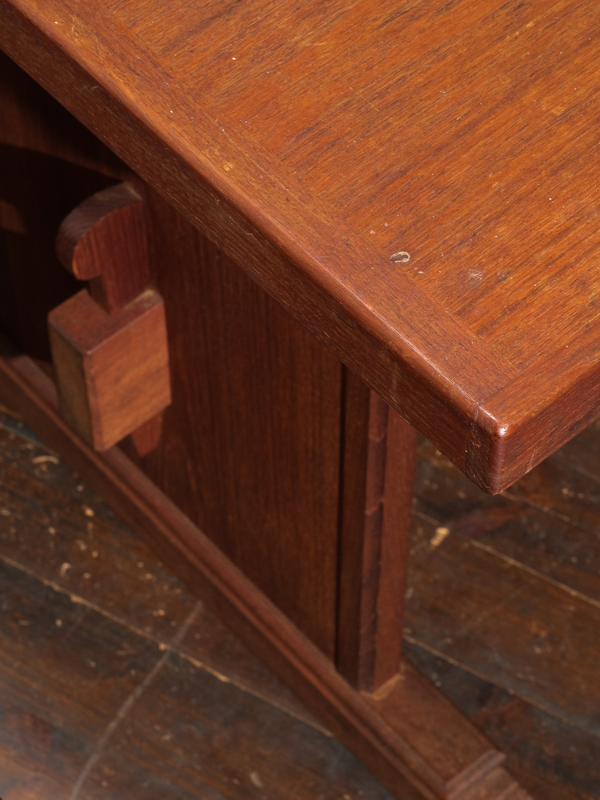 Mid-Century Trestle Dining Table and Benches in Teak