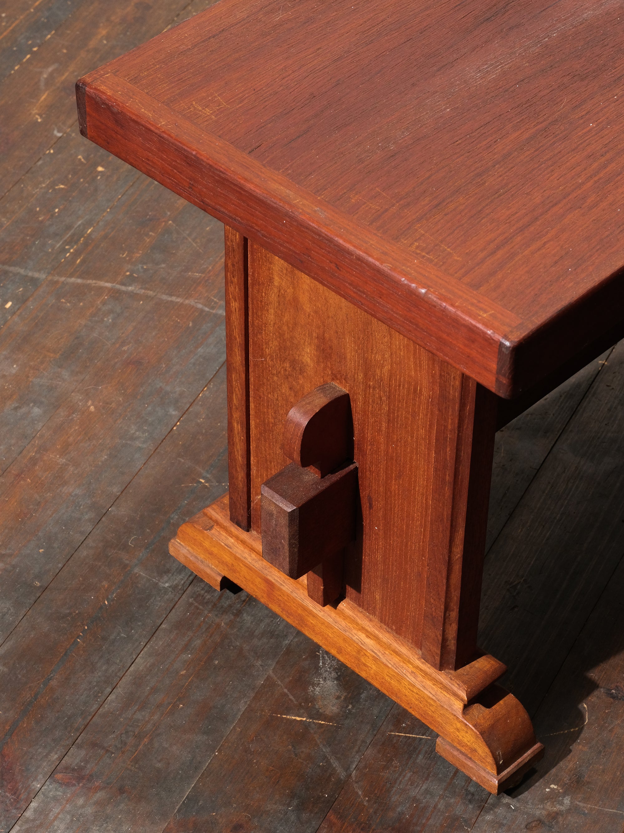 Mid-Century Trestle Dining Table and Benches in Teak