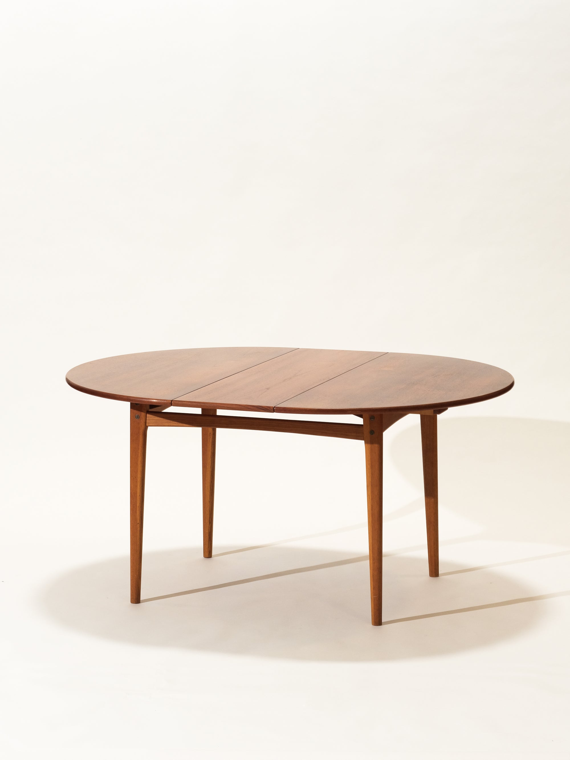 Round Teak &amp; Oak Extendable Dining Table, Sweden, 1960s