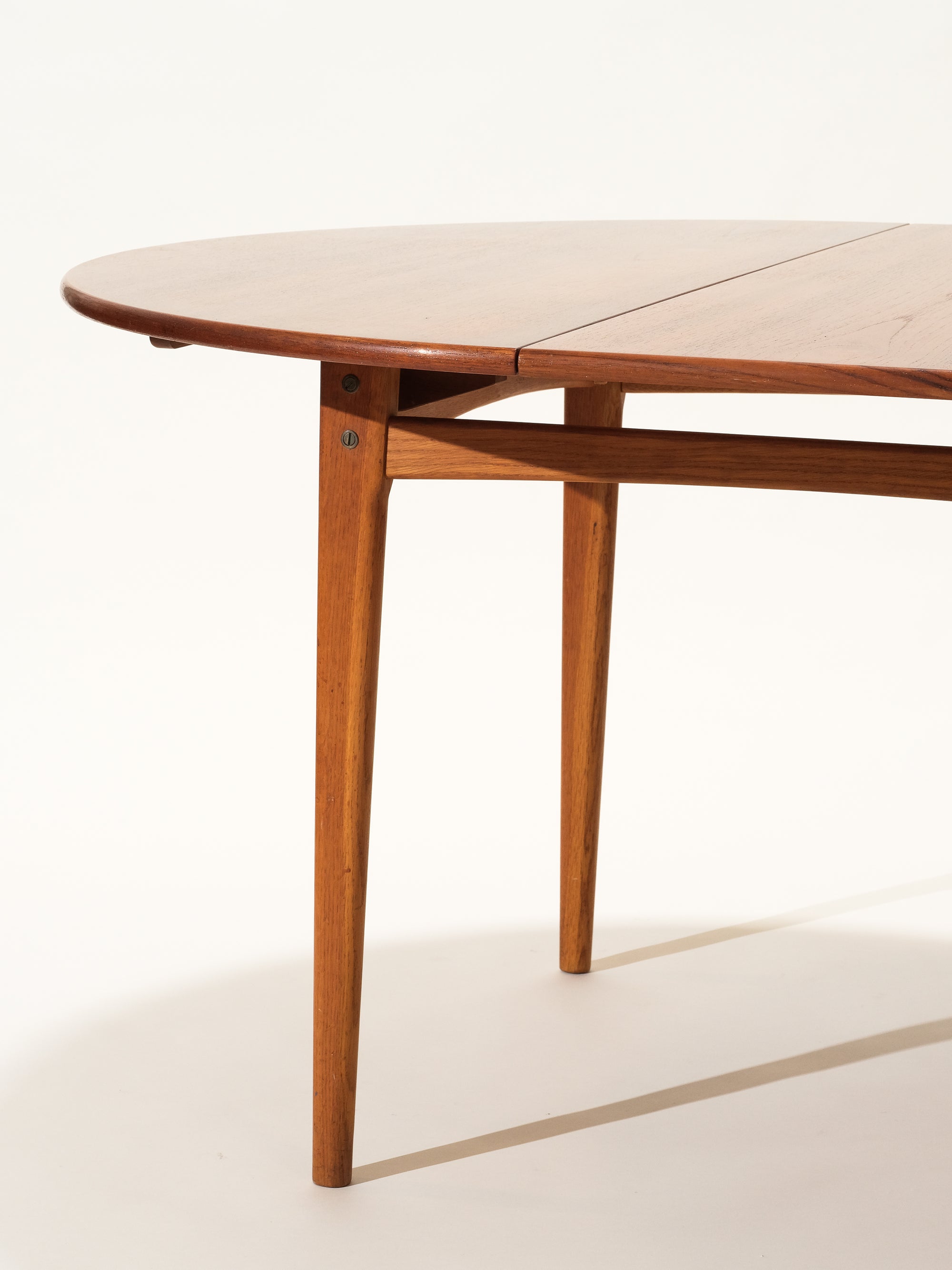 Round Teak &amp; Oak Extendable Dining Table, Sweden, 1960s