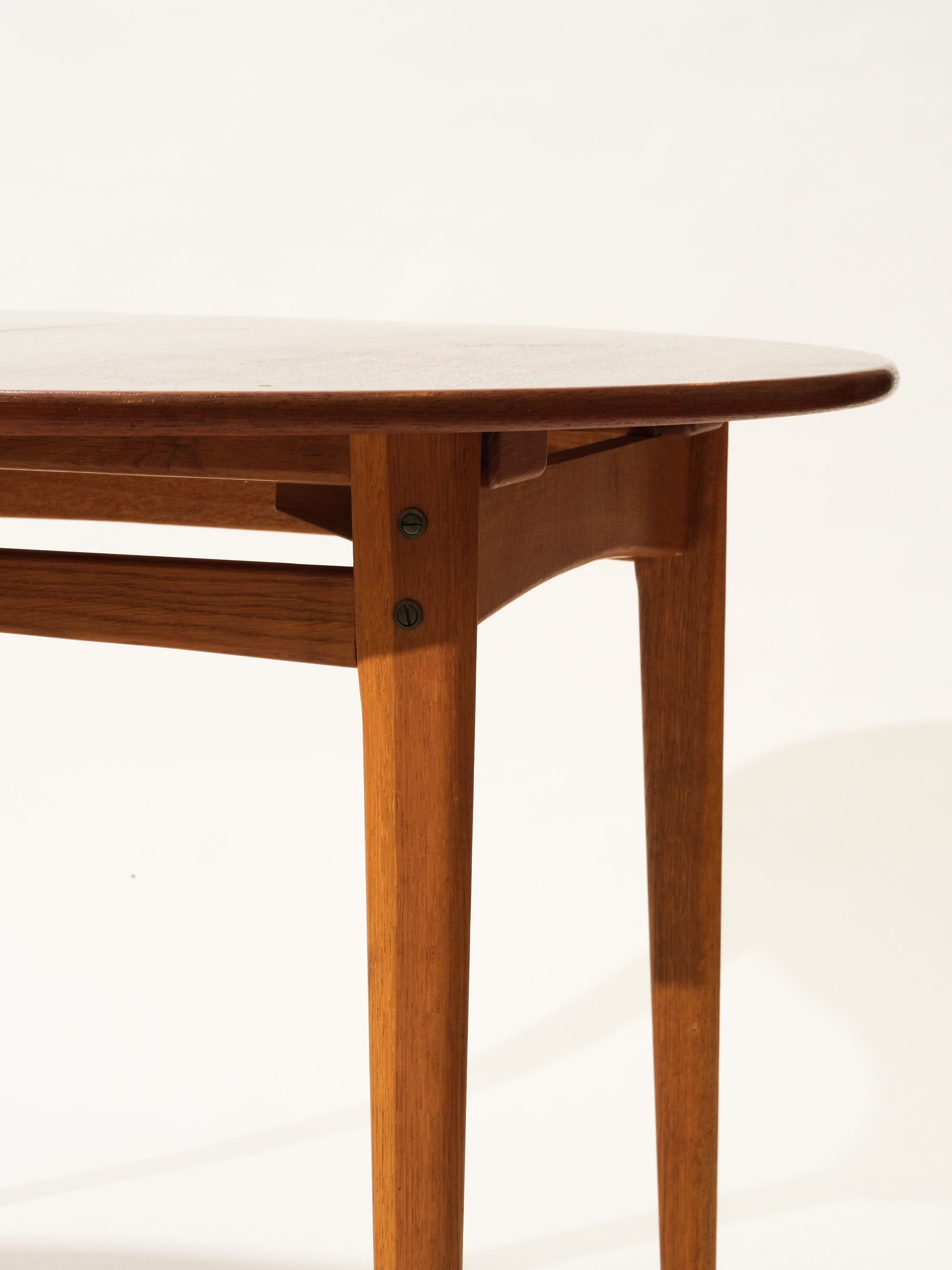 Round Teak &amp; Oak Extendable Dining Table, Sweden, 1960s