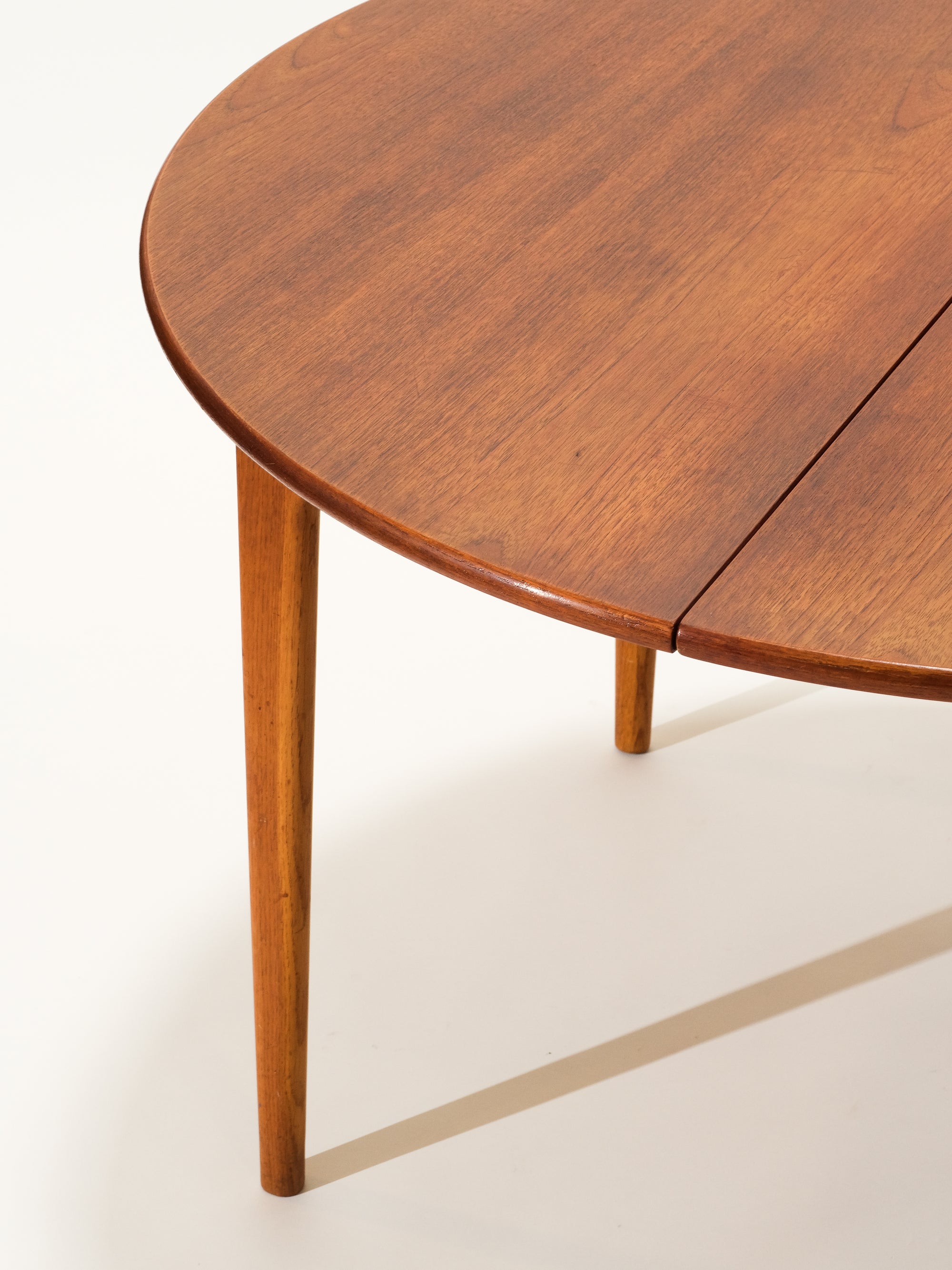 Round Teak &amp; Oak Extendable Dining Table, Sweden, 1960s