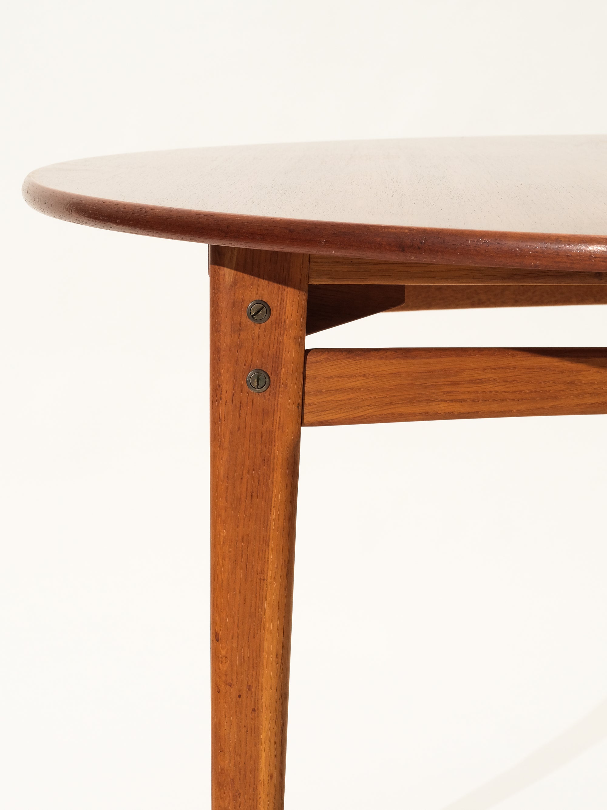 Round Teak &amp; Oak Extendable Dining Table, Sweden, 1960s